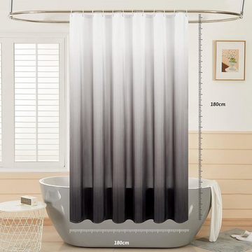 FELIXLEO Duschrollo Duschvorhang Anti-schimmel für Badezimmer Weiß nach Schwarz 180x180cm