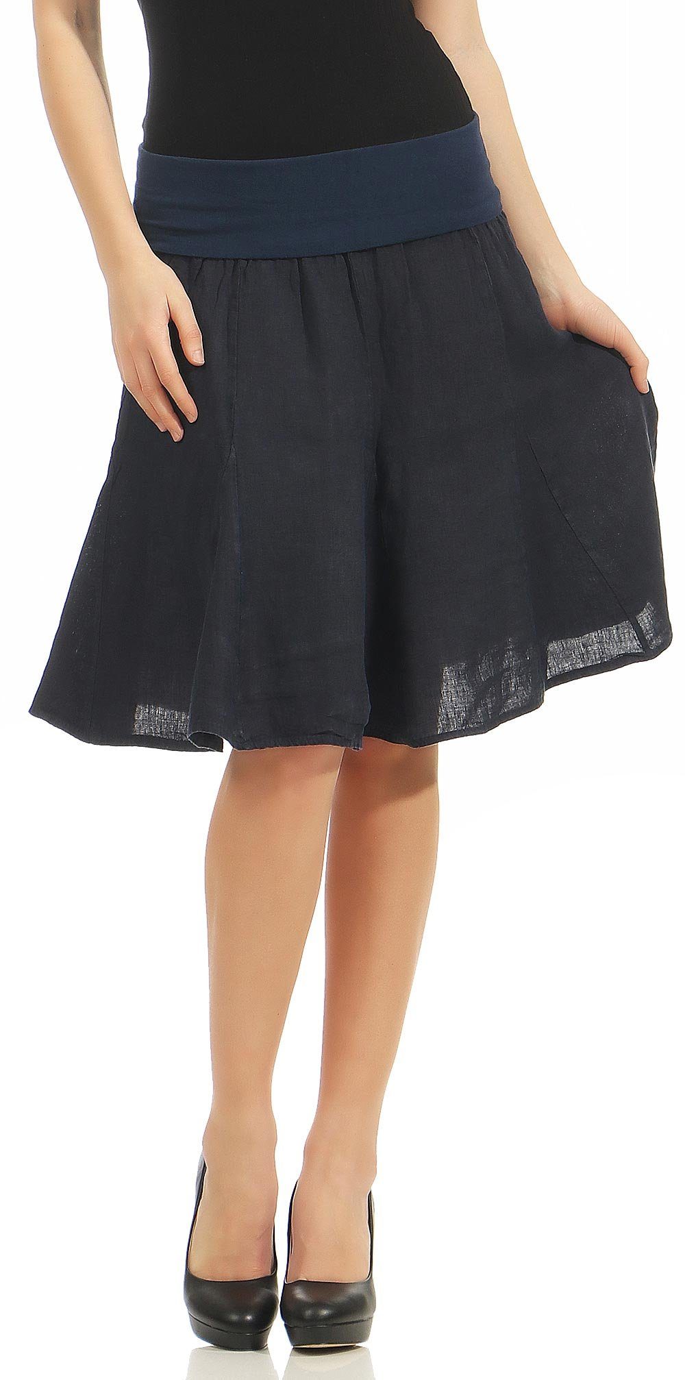 malito more than fashion Sommerrock malito Damen Leinenrock mit Stretchbund günstig online kaufen