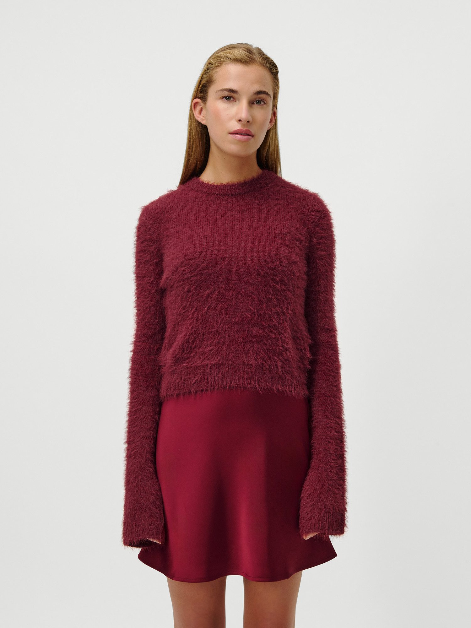 LeGer Rundhalspullover Sharon, LeGer by Lena Gercke aus Flauschgarn, Schlitz am Ärmel