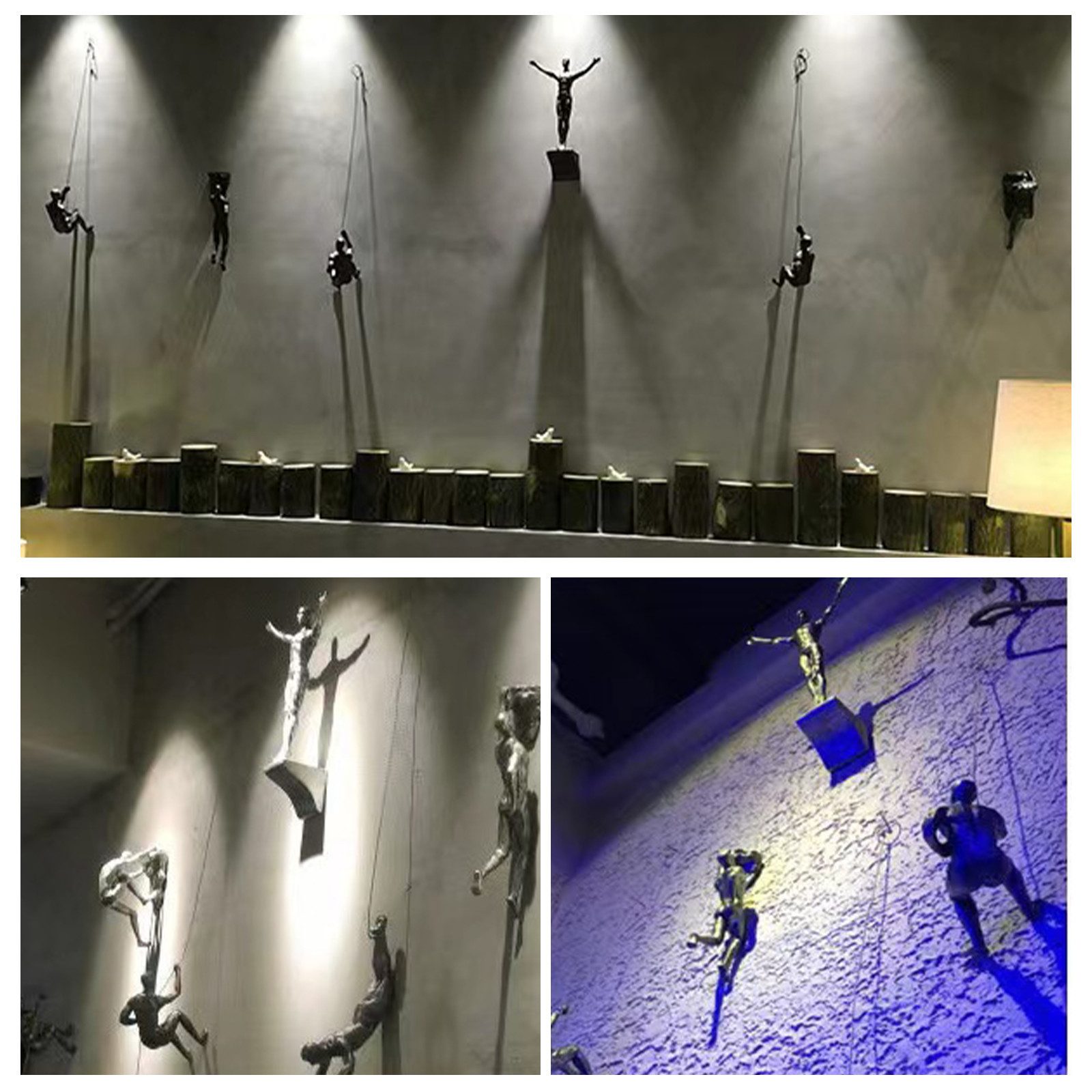 MOPUEA Wanddekoobjekt Wanddeko Kletterer 3er Set 3D Wandschmuck Wandfiguren (3 St), Moderne Kunst Skulptur Resin Bronze Optik Wohnzimmer – Bild 3 von 5
