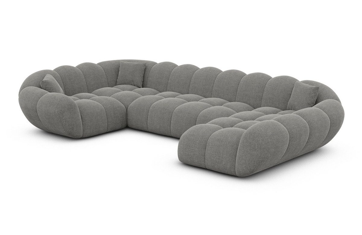 Sofa Dreams Wohnlandschaft Maleron U Form Design Stoffsofa, 6-Sitzer, Polsterecke, Ottomane rechts, Strukturstoff Dunkelgrau
