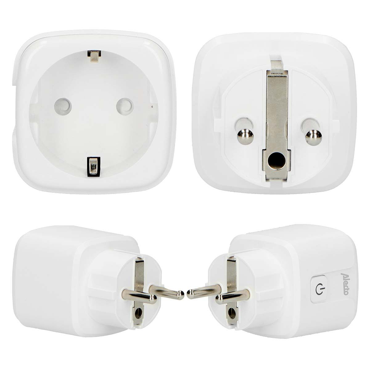 Alecto SMART-PLUG20 Smarte Zweifach-Steckdosenleiste, Wi-Fi, integrierter Stromzähler, für energieeffiziente Nutzung
