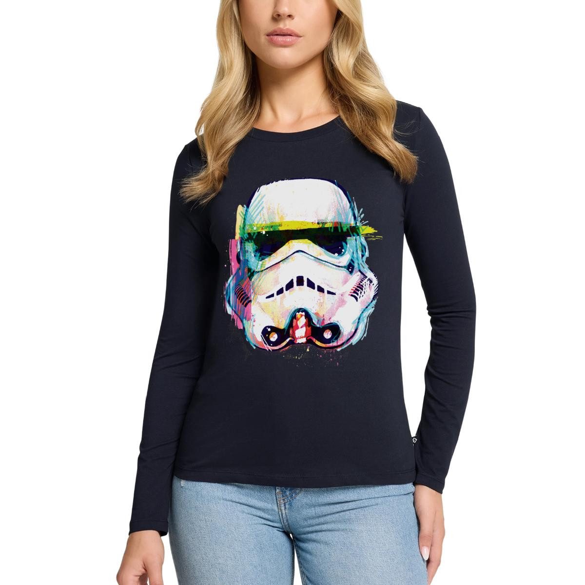 Spreadshirt T-Shirt Star Wars Stormtrooper Portrait Artsy-Look Premium Langarmshirt Damen (1-tlg)