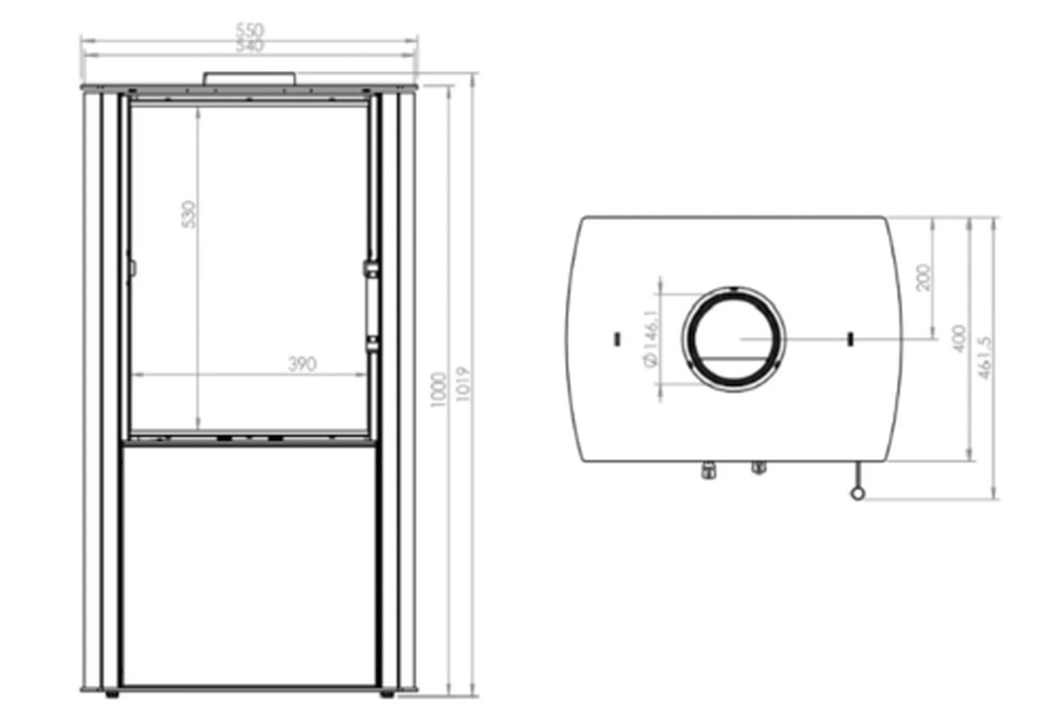 Hitze Kaminofen Bauart1 S kW Kaminofen + Cane weiss 6,50 Hitze BlmSchV II