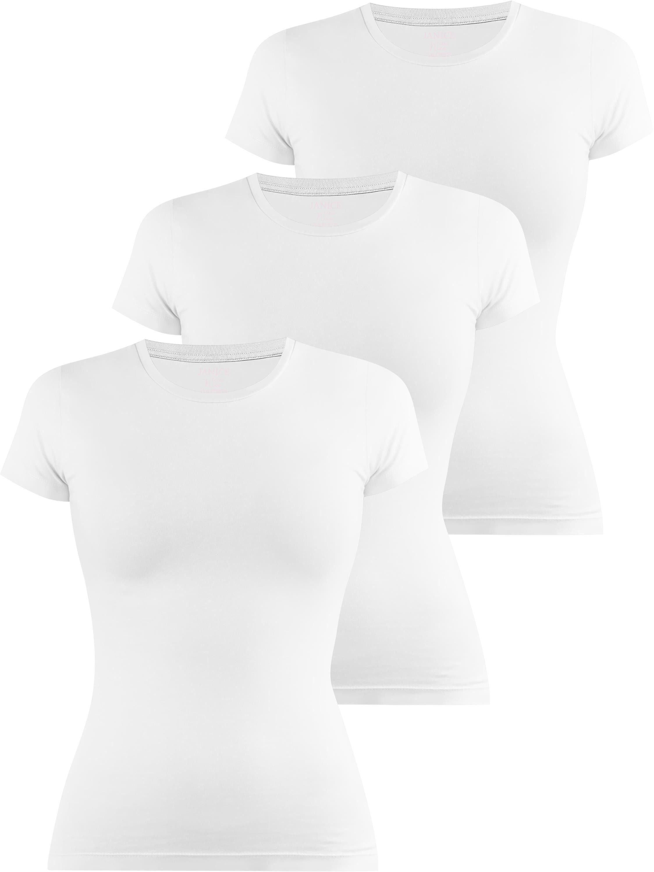 Kurzarmshirt 3 x Damen T-Shirt hochgeschlossen Nice
