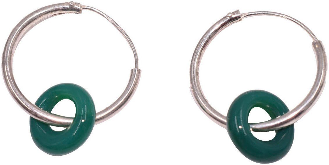 Firetti Paar Creolen Multipack Schmuck Geschenk Silber 925 Ohrschmuck Ohrringe (Set, 10-tlg), Made in Germany - mit Achat, Sodalith - Einhänger abnehmbar