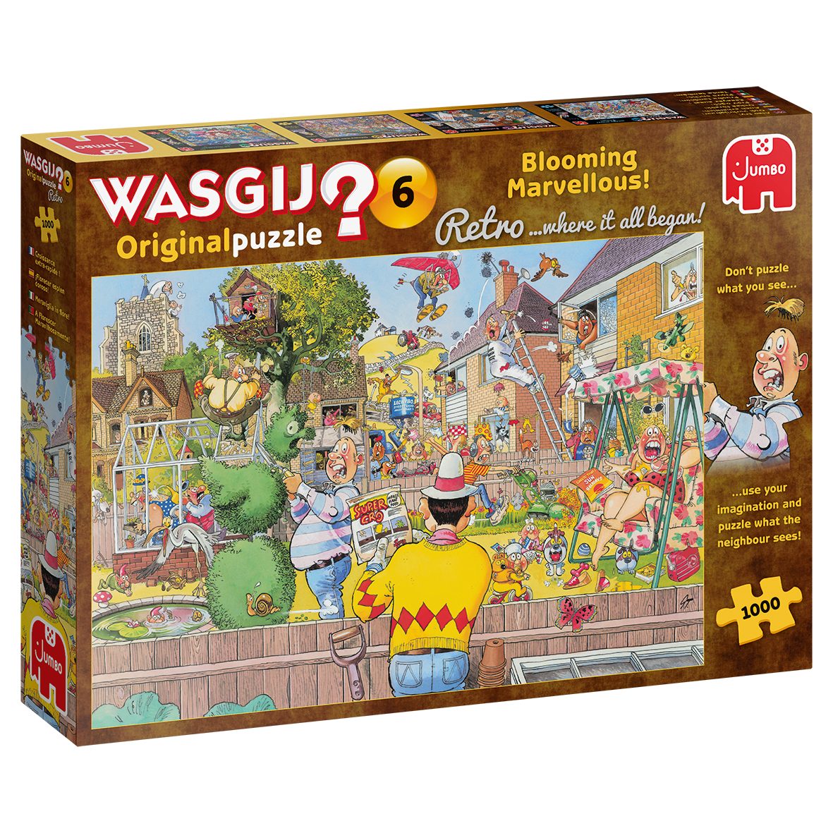Jumbo Spiele Puzzle Wasgij Original Puzzleteile, Made Europe 1000 in Retro Gartenfreunde, 6 Große