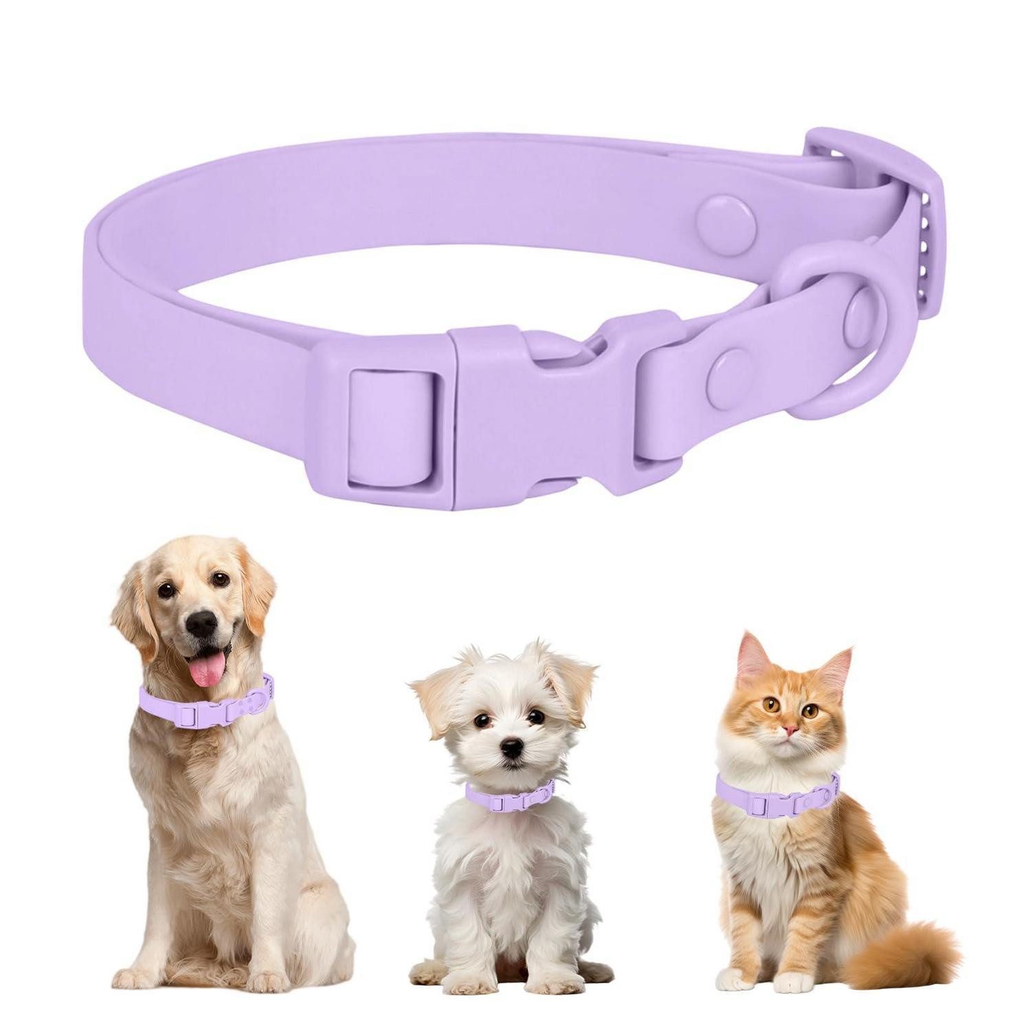 LuxusKollektion Hunde-Halsband Hundehalsband Silikon Lila M, Kunststoff