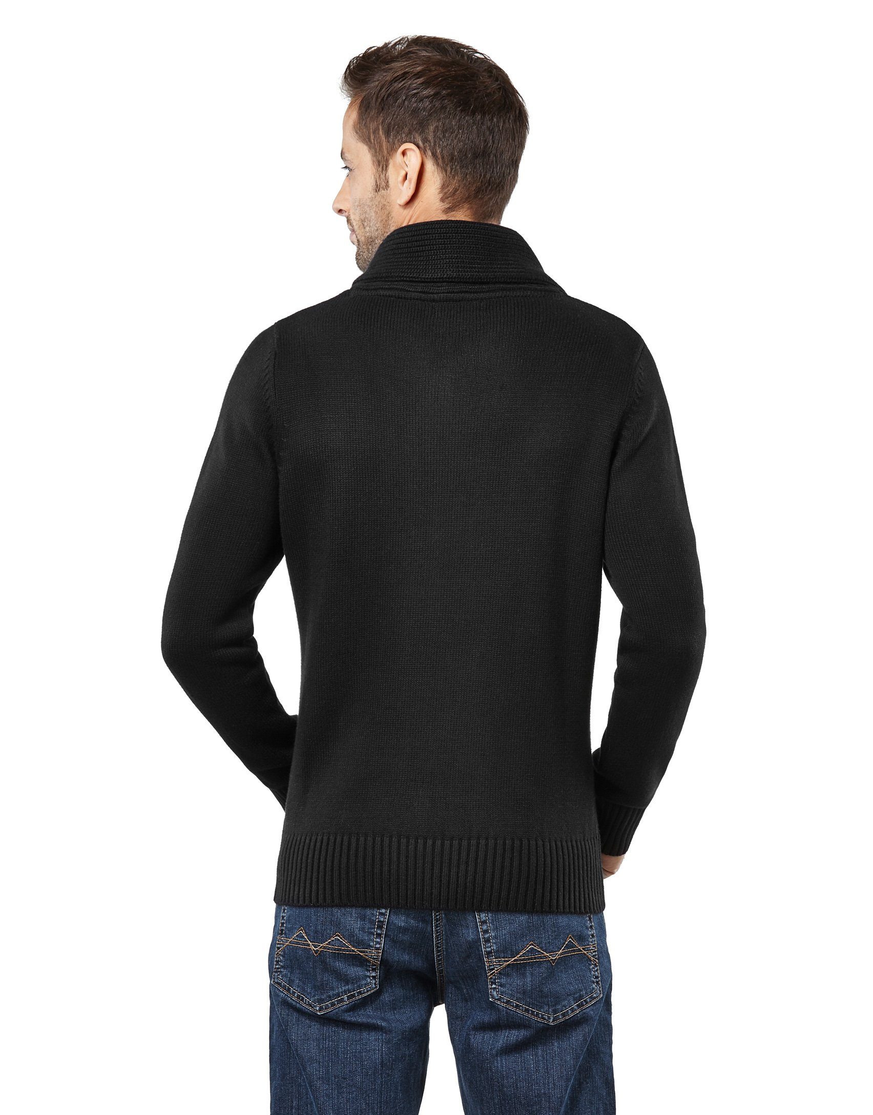 Vincenzo Boretti V-Ausschnitt-Pullover tailliert Schalkragen