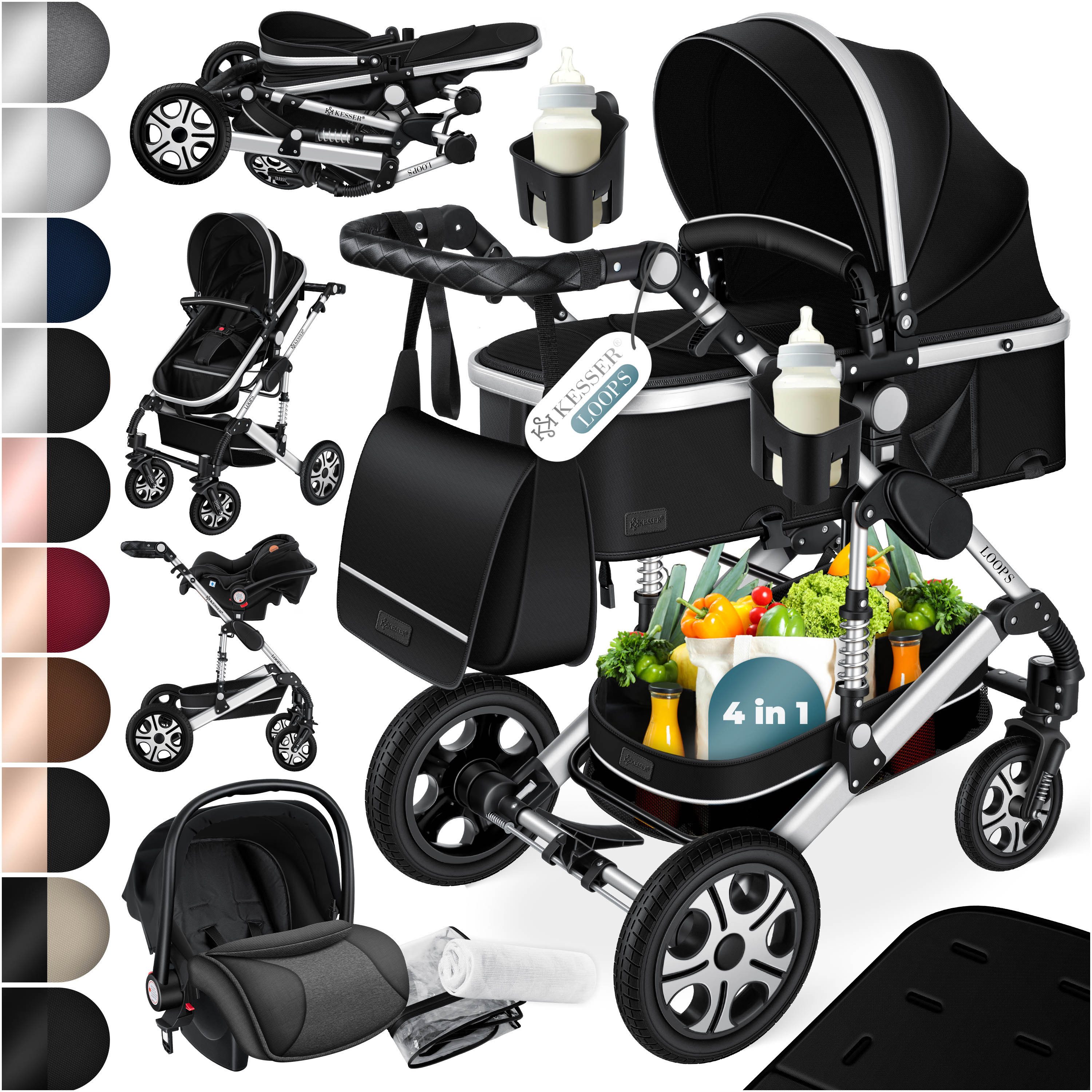 KESSER Kombi-Kinderwagen, 4in1 Loops Коляски Komplettset auch als Buggy, Kinder bis 4 Jahre