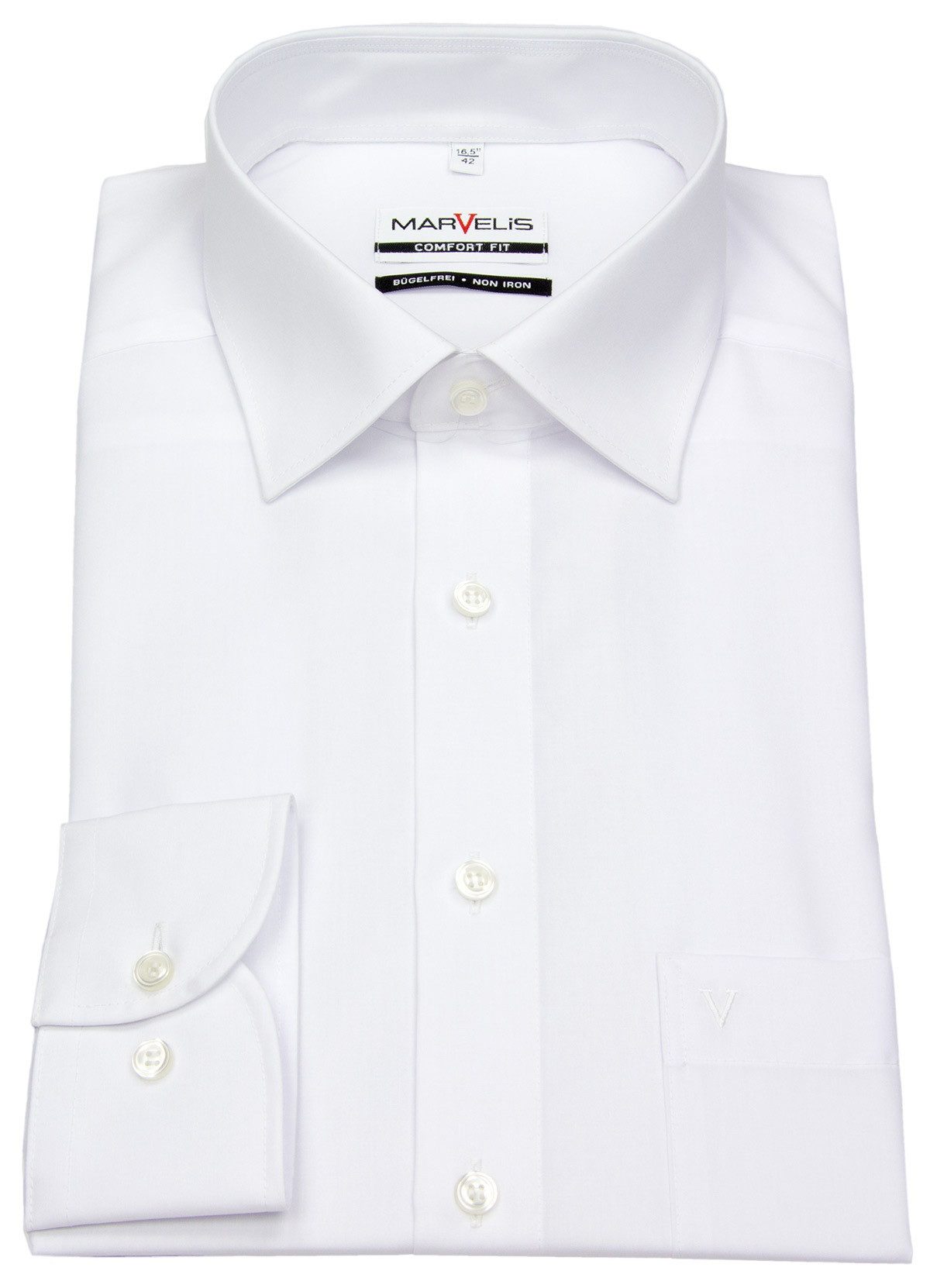 MARVELIS Businesshemd Comfort Fit bügelfrei Kentkragen günstig online kaufen