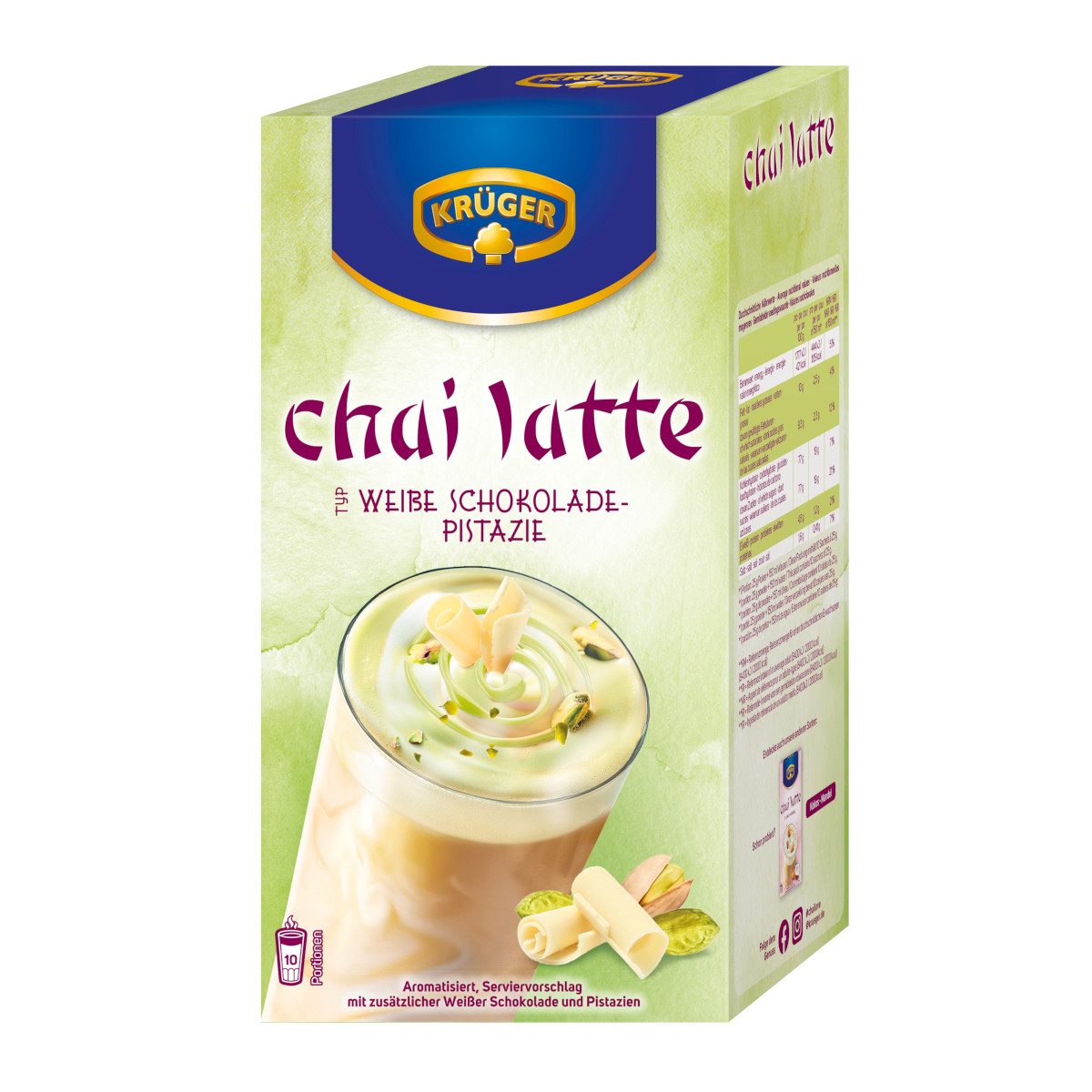 Krüger Kaffee, Krüger Chai Latte weiße Schokolade Pistazie 10x25g Packung 250g