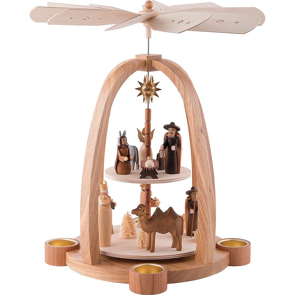 Volkskunst Neuber Weihnachtspyramide 2-stöckige Pyramide Christi Geburt (41cm) von Knuth Neuber
