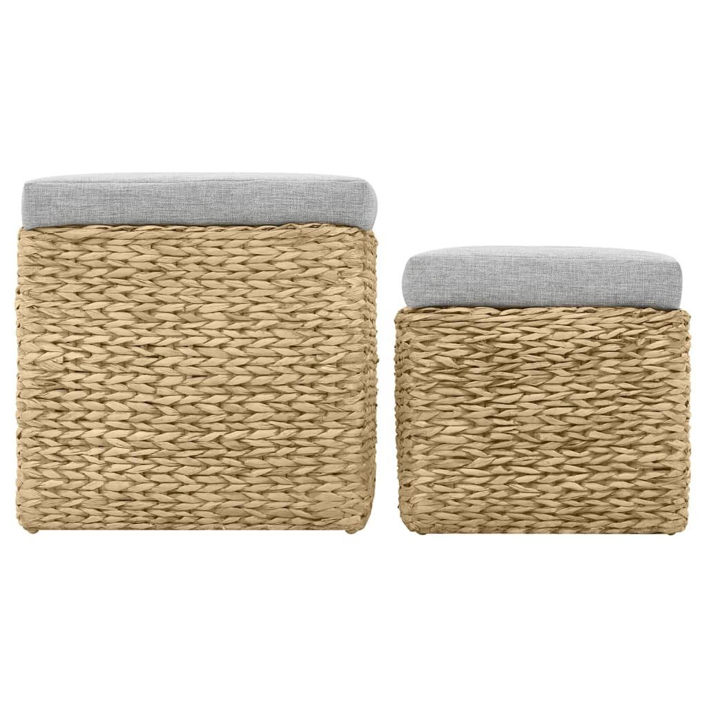 vidaXL Fußhocker, Ottoman-Set 2 Stk. Seegras Grau