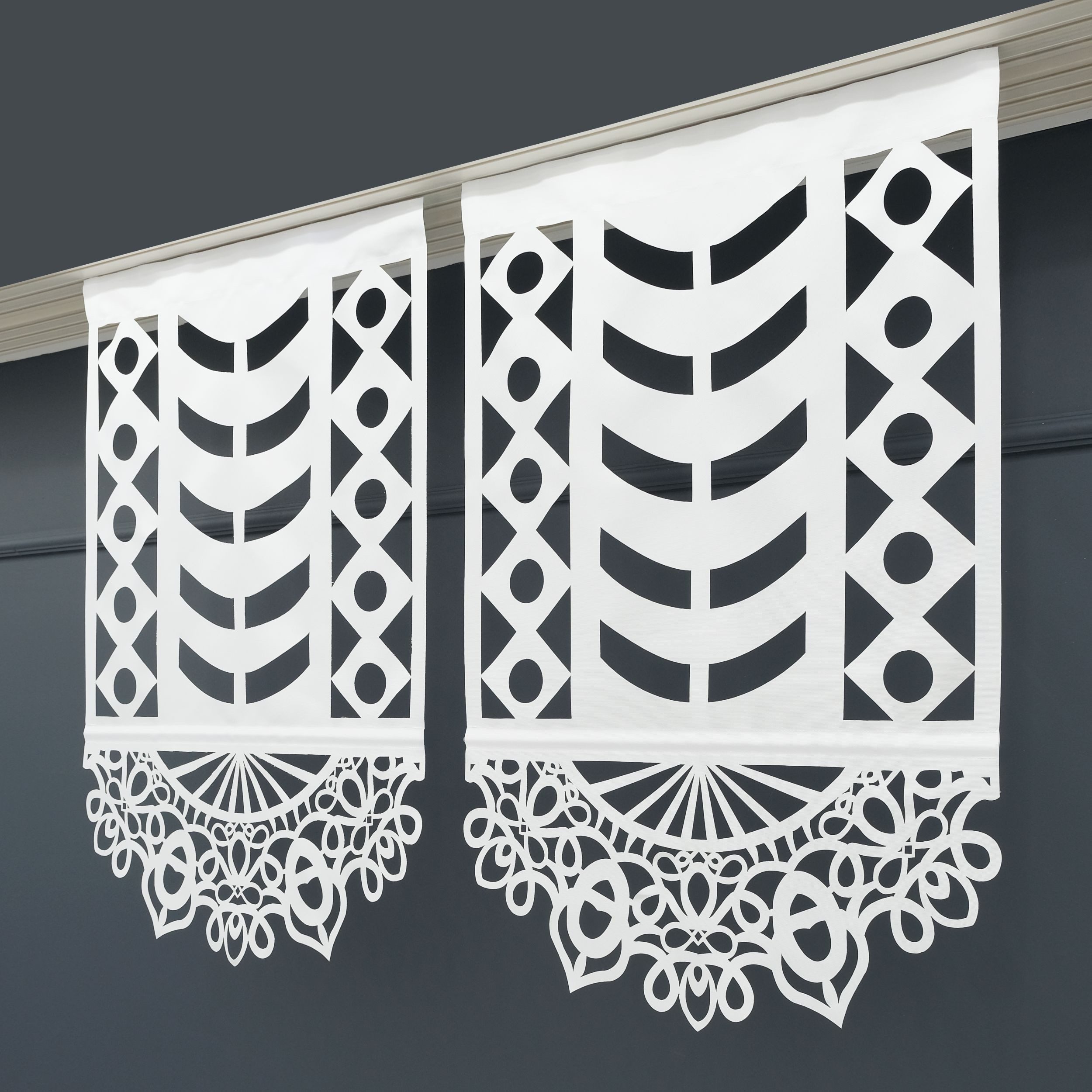 Gardinen by Justyna Schiebegardine 2er Grade Panel Kurz Laser (2 St), Kräuselband, transparent, Polyester, Fertiggardine, Schiebegardine, Modern Styl,Paneel,Panelgardine