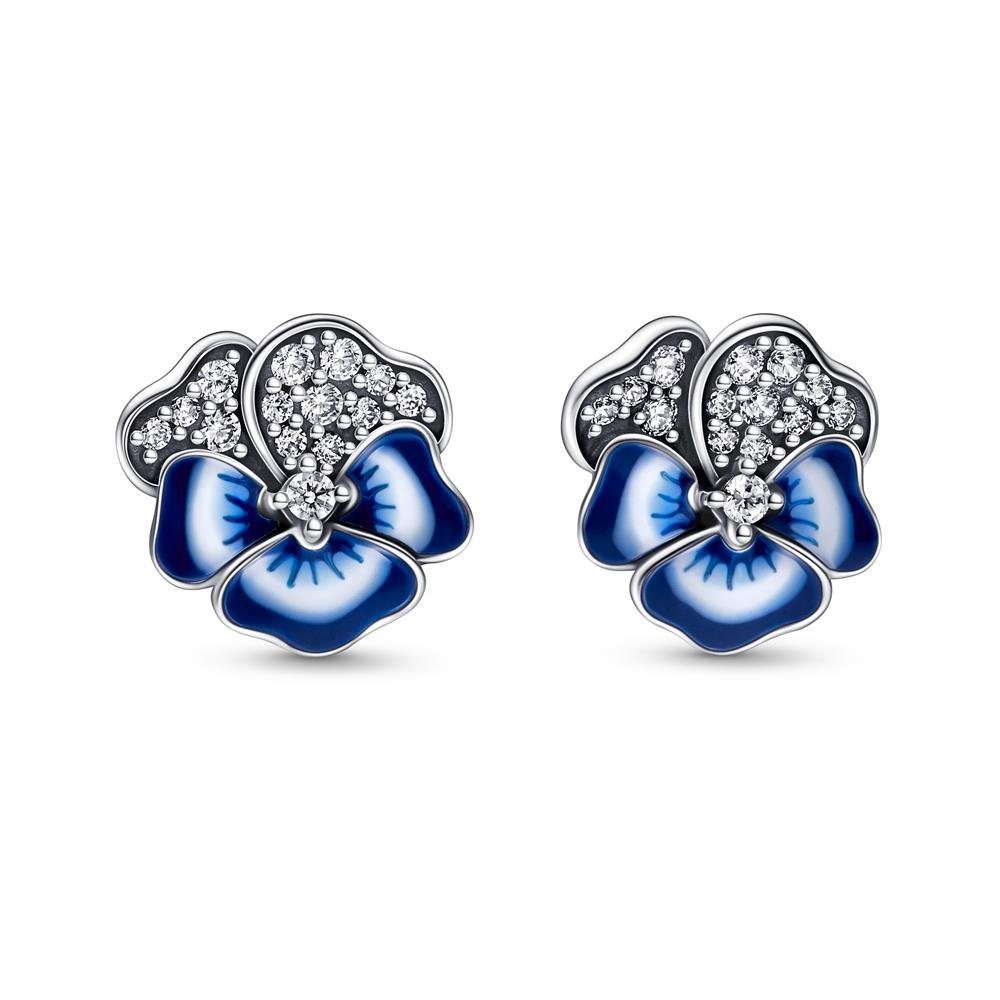 Pandora Paar Серьги-гвоздики PANDORA Damen Серьги-гвоздики Blaue Stiefmütterchen, 925er Silber