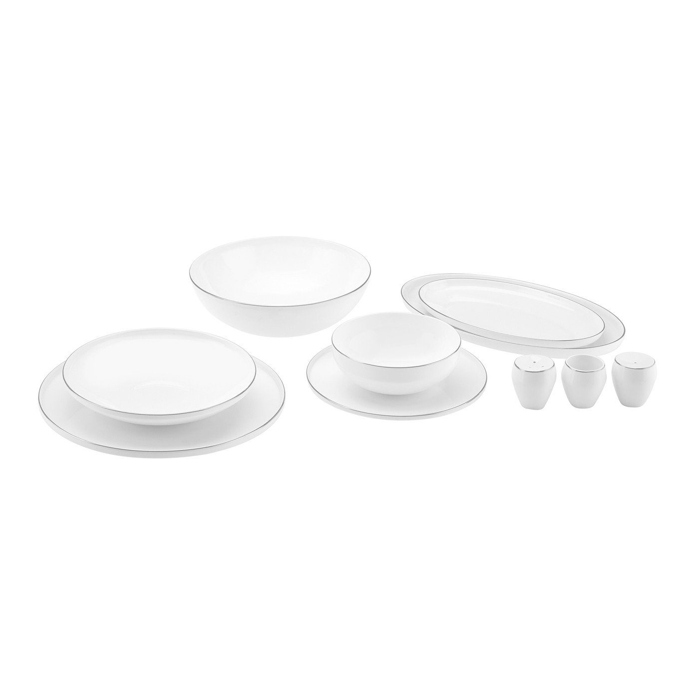 Karaca Geschirr-Set Karaca Streamline Meridian Platin 59-tlg Tafelservice für 12 Personen, Streamline Favaro 53-Teiliges 12-Personen Geschirrset