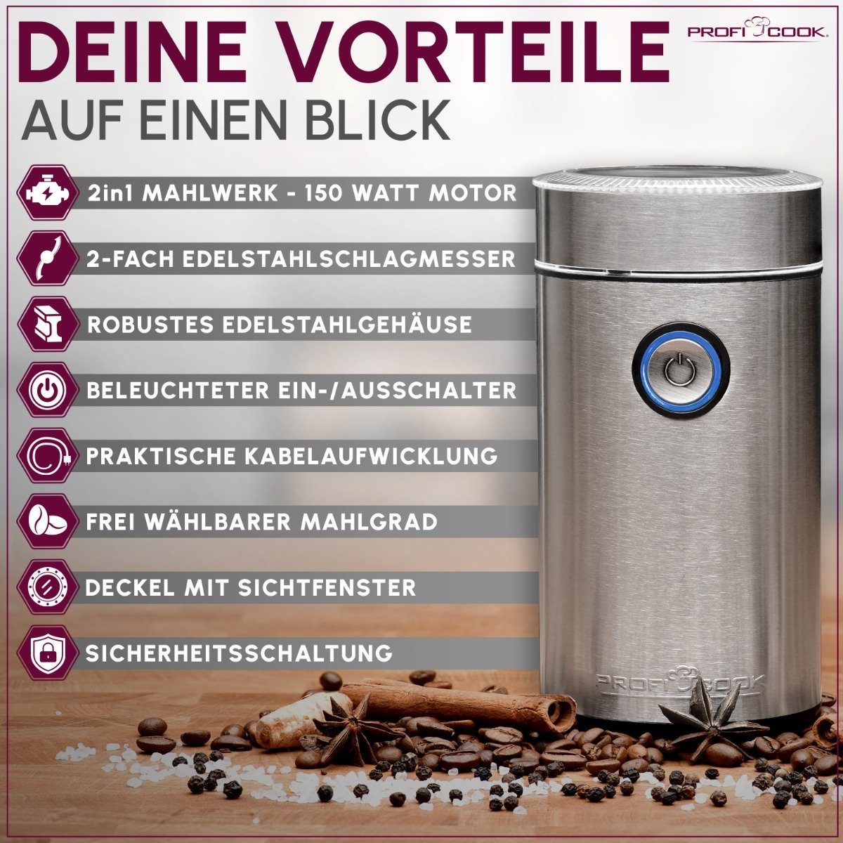 ProfiCook Kaffeemühle PC-KSW 1216