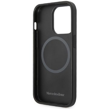 Mercedes Handyhülle Case iPhone 14 Pro Max MagSafe kompatibel Echtleder schwarz 6,7 Zoll, Kantenschutz