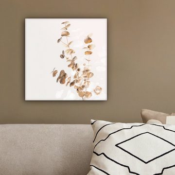 OneMillionCanvasses® Leinwandbild Eukalyptus - Gold - Blätter - Luxus - Natur, (1 St), Leinwand Bilder für Wohnzimmer Schlafzimmer, 20x20 cm