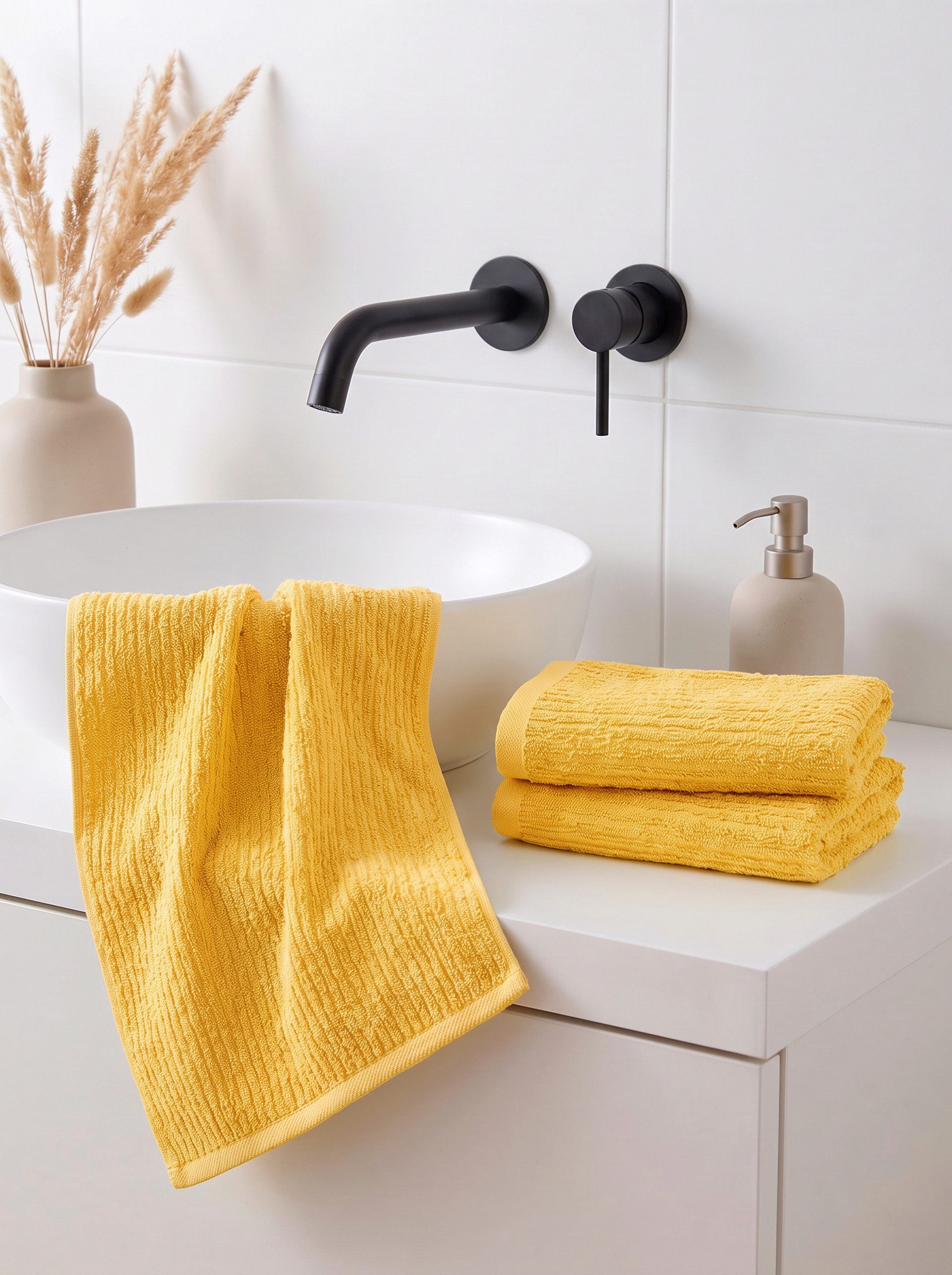 OTTO home Gästehandtücher Riva, 30x50, Premium Handtücher, 500 gr/m², Webfrottier (3-St), Hoch-Tief-Struktur, Streifen, weich, 5 Jahre Garantie – Bild 2 von 5