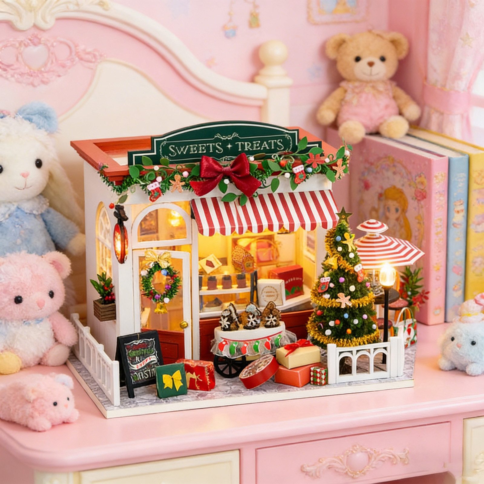 REDOM 3D-Puzzle DIY-Miniatur-Weihnachtshaus 3D Handwerk Bastelset Miniature Haus, Puzzleteile, detailreiche Holzdeko ideales Geschenk festliche Wohnraumdekoration