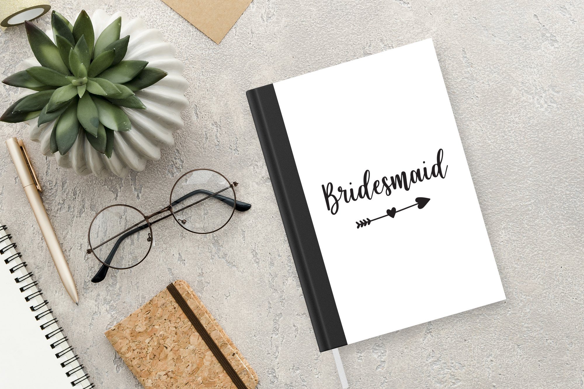 "Bridesmaid" weißen, dem mit Pfeil Merkzettel, Journal, MuchoWow auf Tagebuch, durch ein Wort Notizbuch Haushaltsbuch Notizheft, einem Seiten, 98 A5, Herz