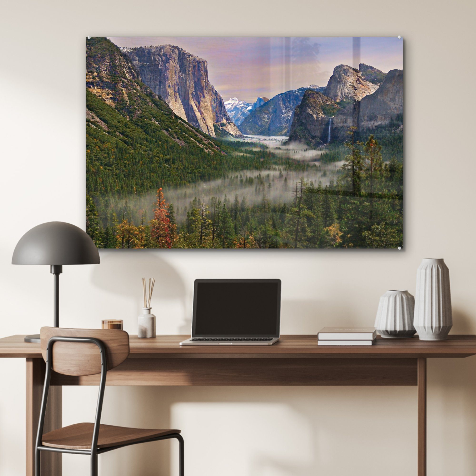 Schlafzimmer Die Yosemite-Nationalpark, Acrylglasbilder Wohnzimmer (1 im & St), Acrylglasbild Dämmerung MuchoWow