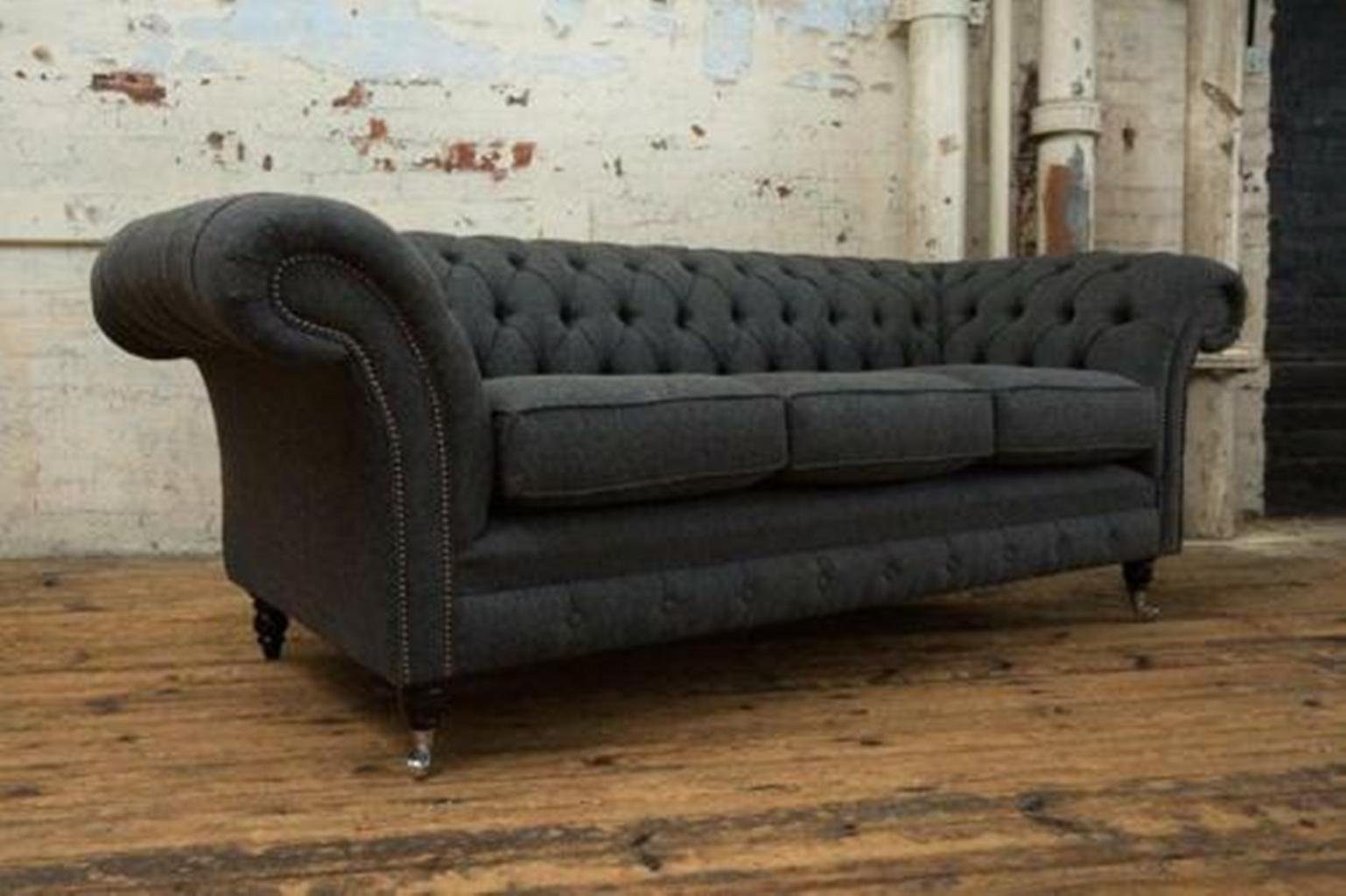 Sofa Sitz Leder XXL Couch Sitzer 3 JVmoebel Garnitur Chesterfield-Sofa, Polster Chesterfield