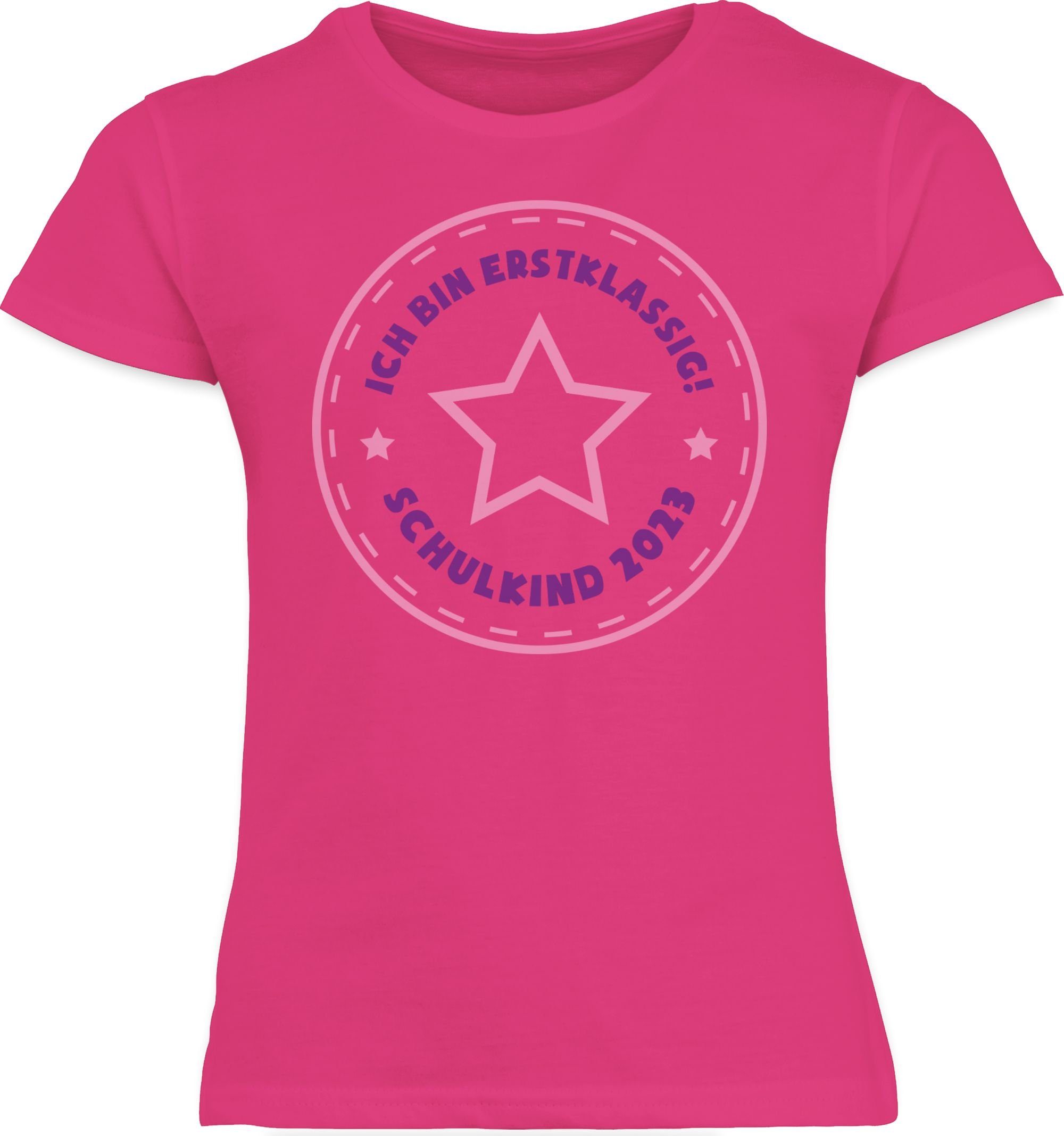 Mädchen Ich Schulkind Einschulung bin Fuchsia 2023 Shirtracer erstklassig rosa 2 T-Shirt Stern