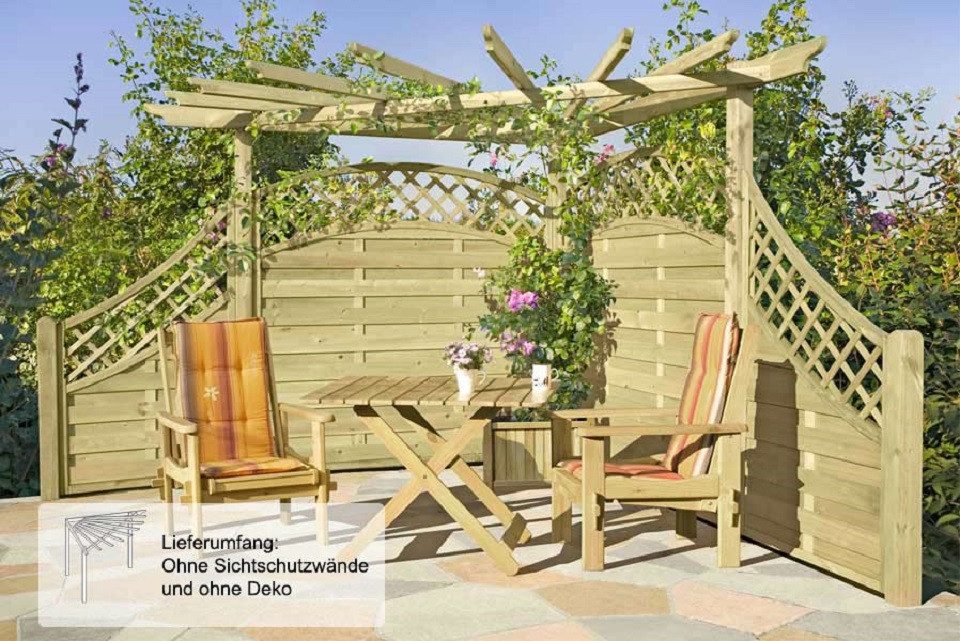 Gartenpirat Pergola Eckpergola 240 x 240 x 220 cm Pergola aus Holz für Terrasse Gartenecke, BxTxH: 240x240x220 cm