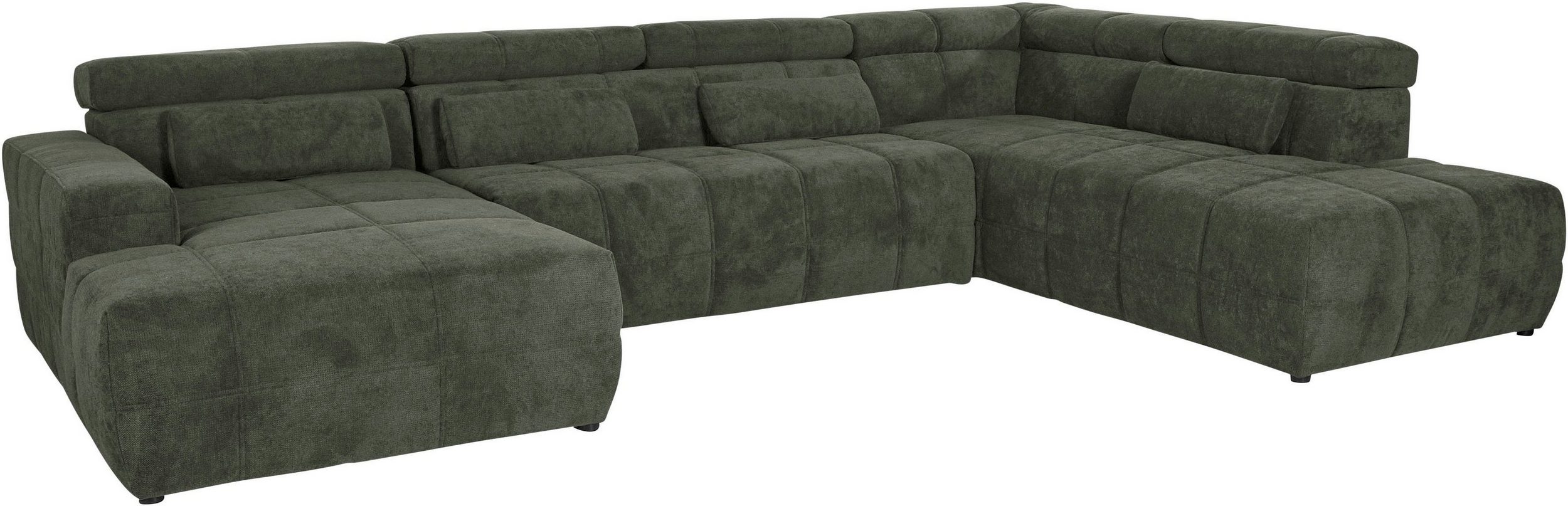 DOMO COLLECTION Wohnlandschaft BRANDON Chenille-Optik Dunkelgrün