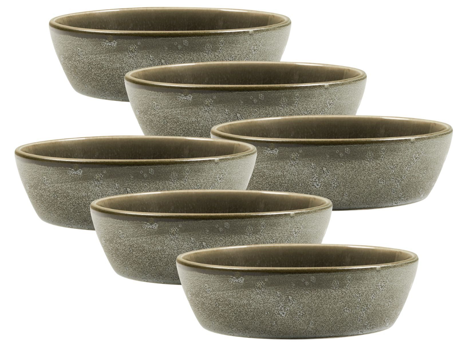 Bitz Schale Bowl matt grey / shiny grey 18 cm Set6, Steinzeug, (Bowls), Suppenschale 18 cm Steinzeug Grau/Grau
