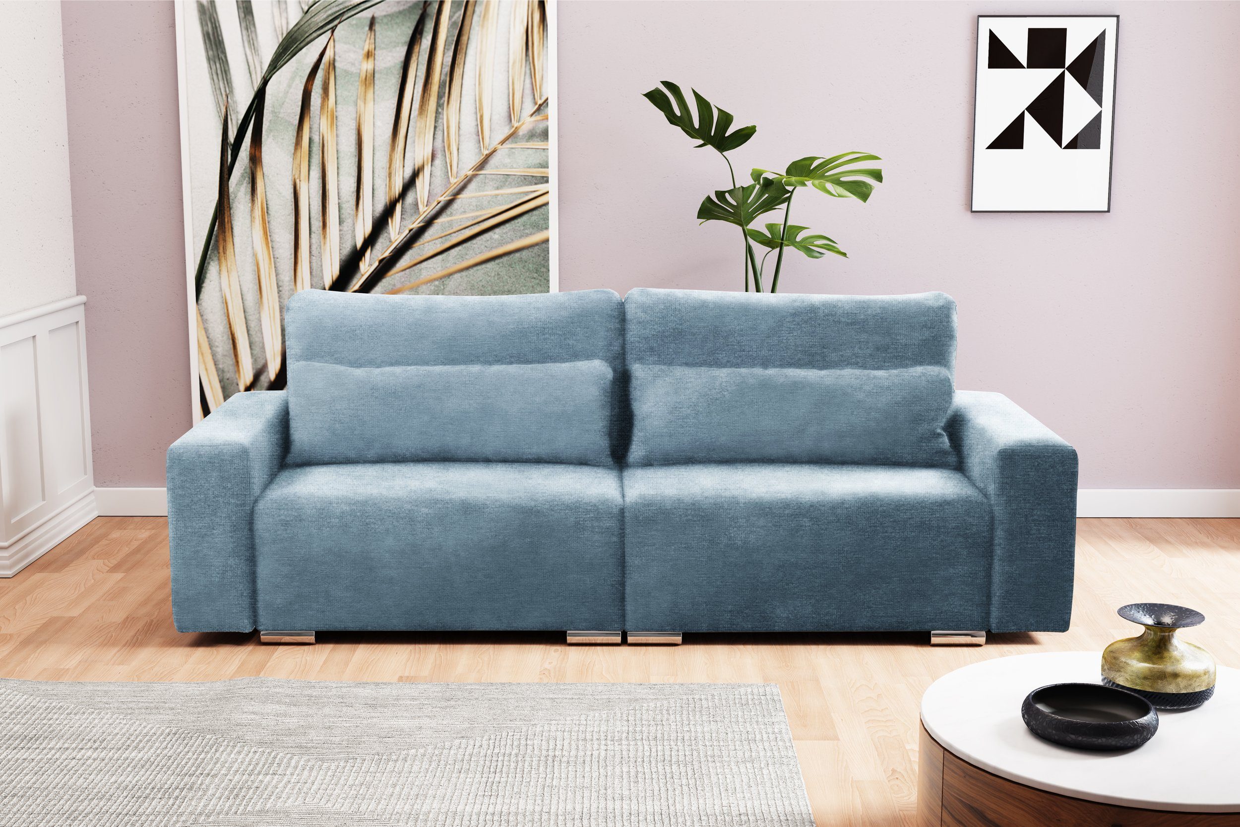 Design, inklusive Modern mit frei Afina, Sofa, stellbar, Stylefy Modern Kissen, 2-Sitzer, im Bettfunktion, 3-Sitzer Raum