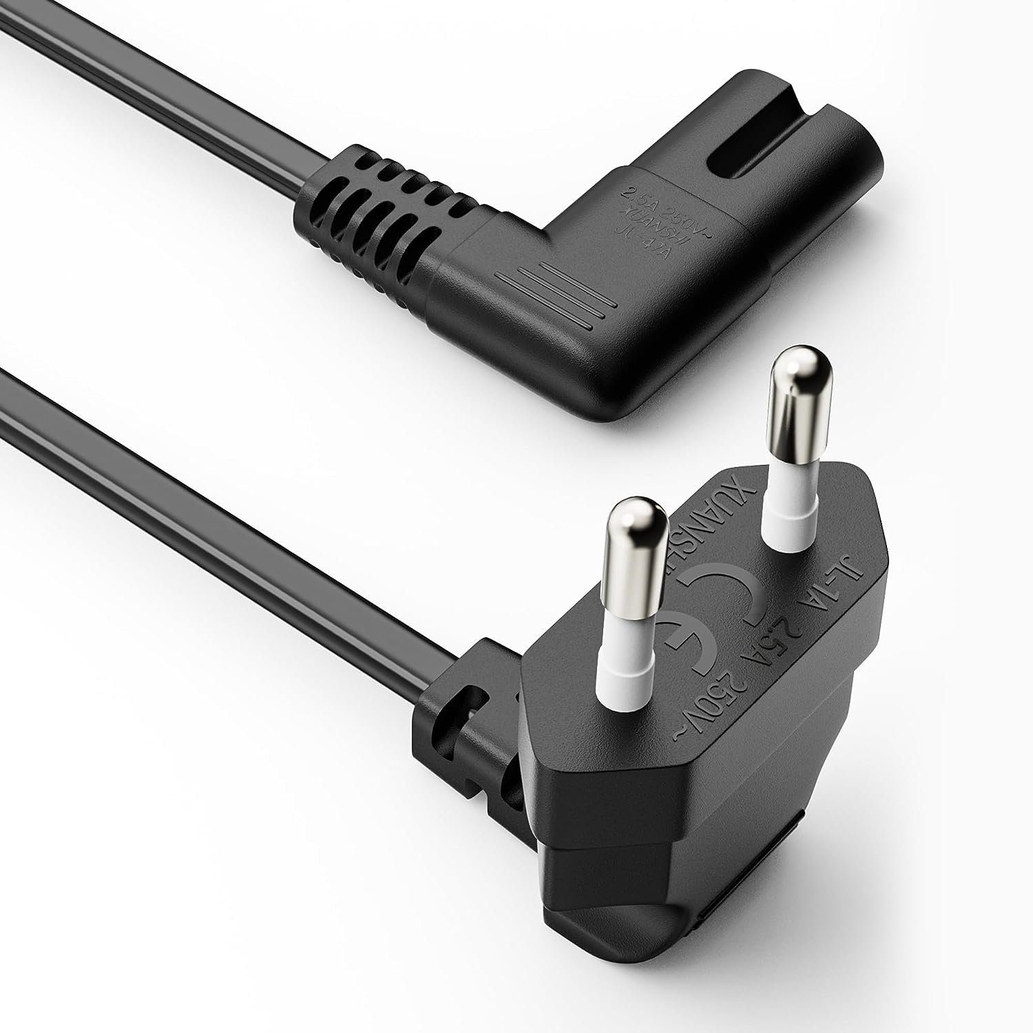 schwarz C7 (100 Euro-Ne cm) 90° 90°, Strom-Kabel, conecto IEC-Buchse Euro-Stecker conecto Stromkabel, auf