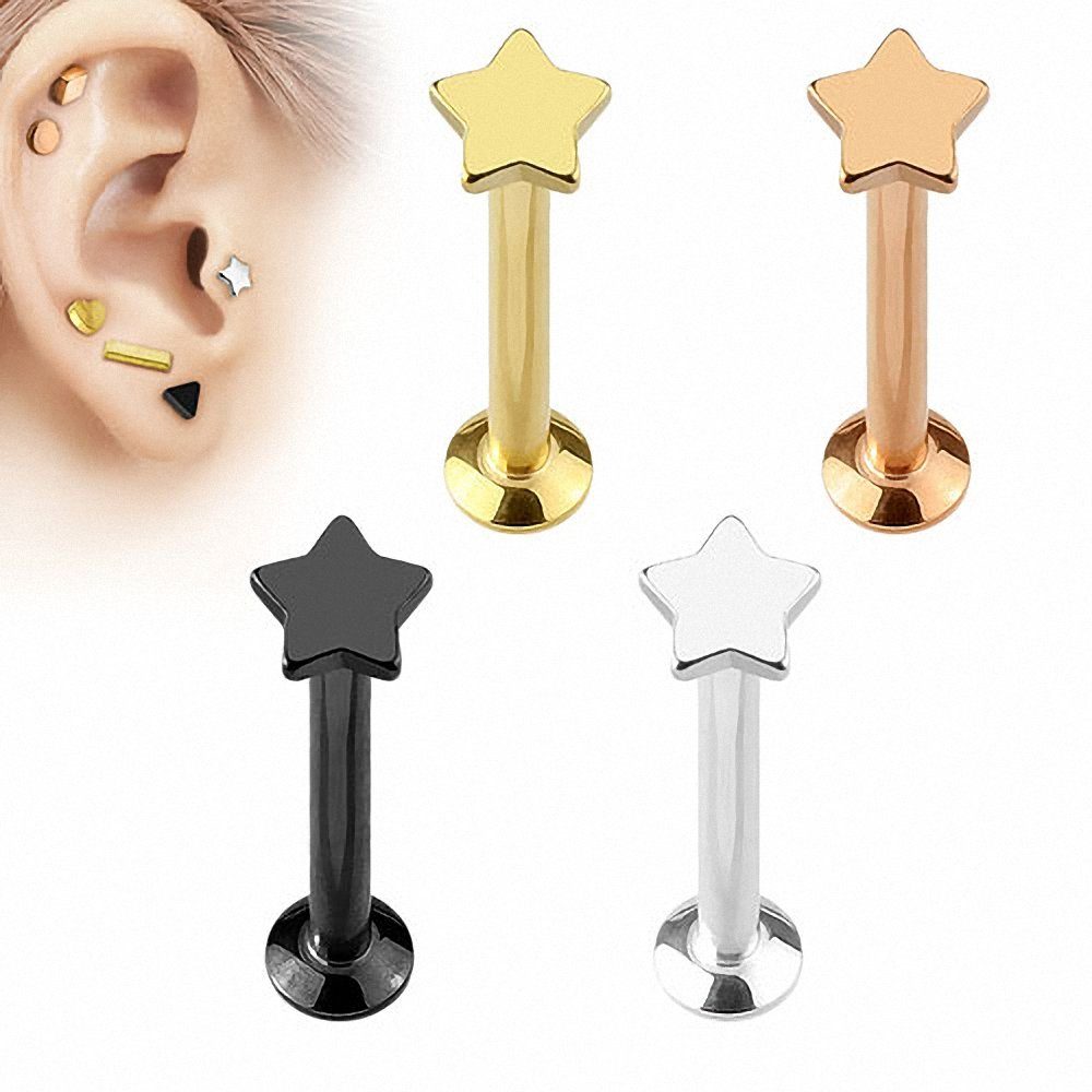 Taffstyle Piercing-Set Modernes Madonna Dreieck Viereck Kreis Stern Herz, Piercing Tragus Helix Ohr Cartilage Stab Labret Stecker Monroe Lippe – Bild 3 von 5