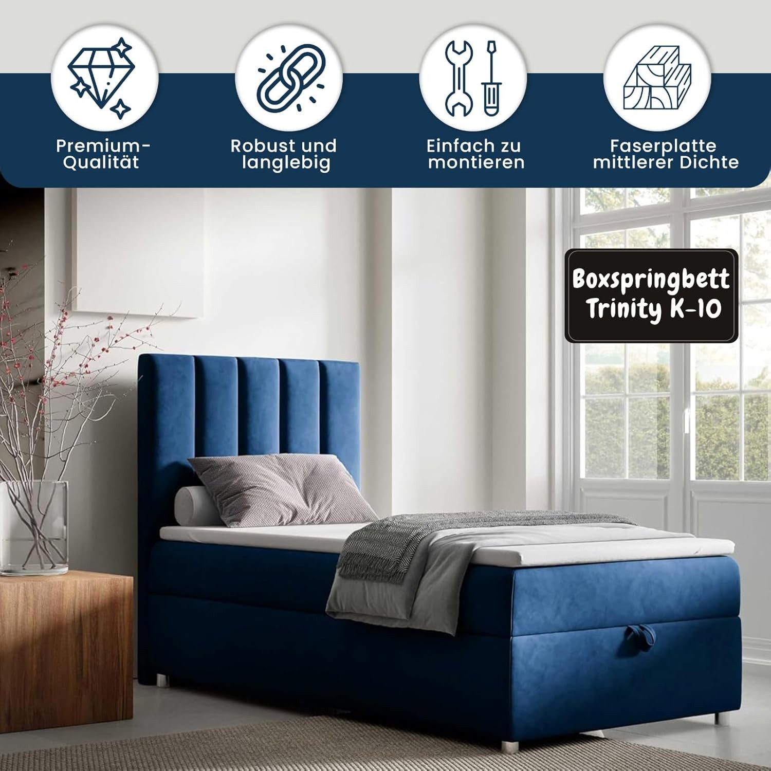 Best for Home Boxspringbett Trinity K-10 single bed with mattress & bed dra günstig online kaufen