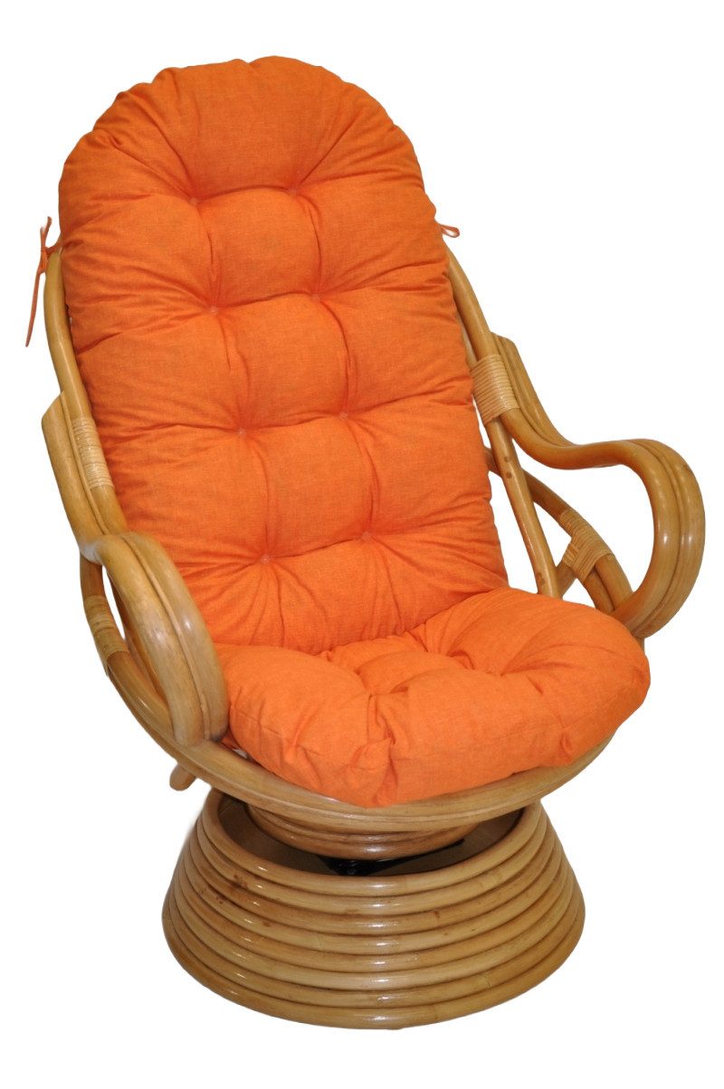 Rattani Rattanstuhl Rattan Drehsessel, Drehwippsessel Linda Fb. honig, 13 Polsterfarben zur Auswahl