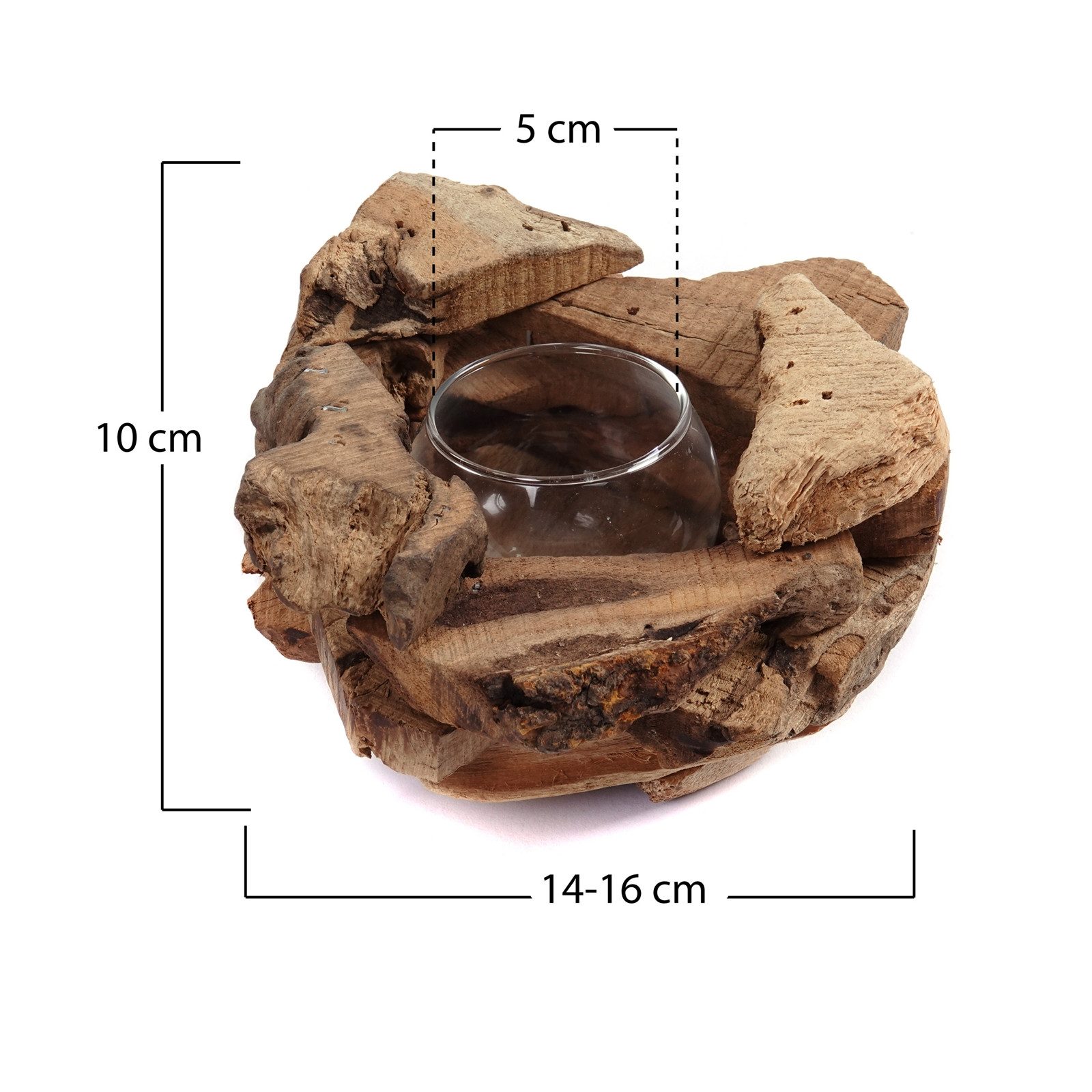 CREEDWOOD Windlicht HOLZ TEELICHTHALTER "MIO", Treibholz, Windlicht, Kerzenhalter