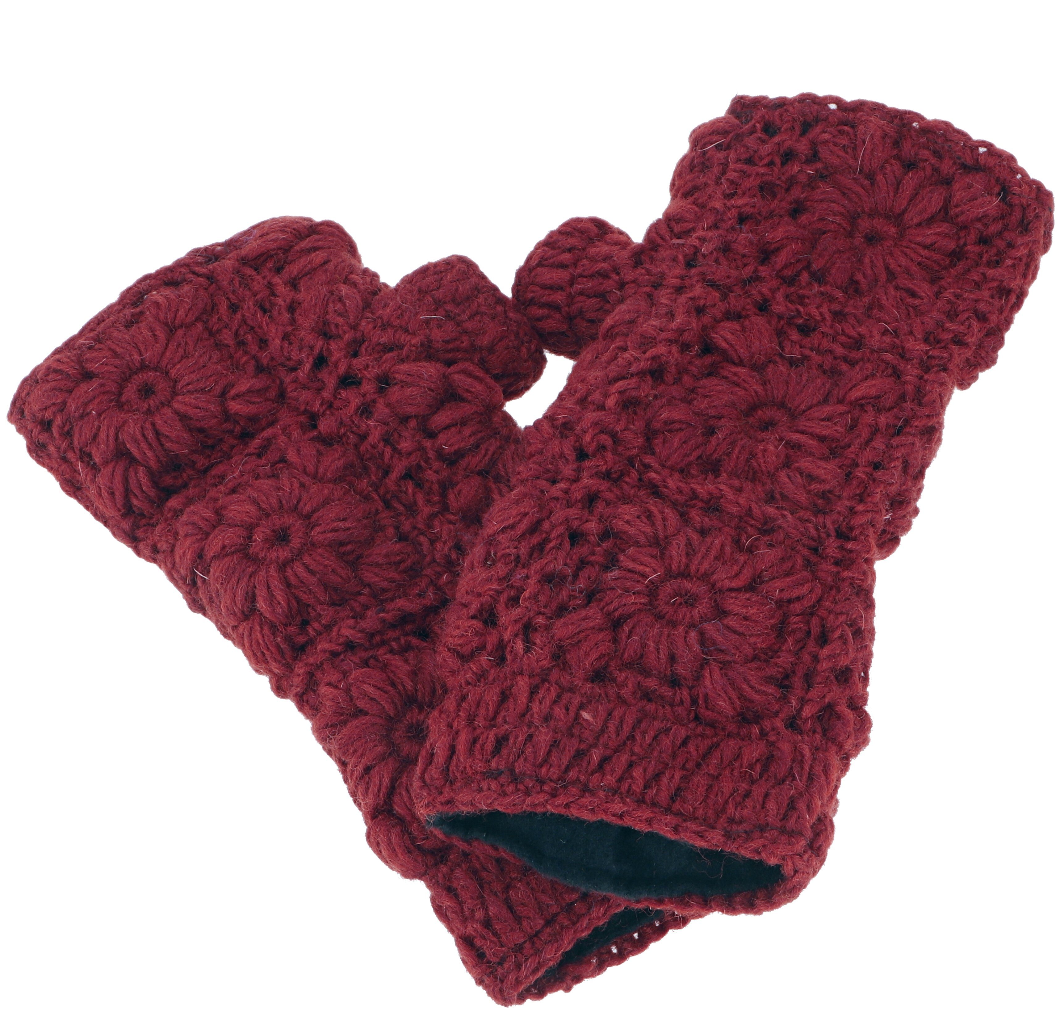 Strickhandschuhe Gehäkelte Handstulpen Blümchen, Armstulpen aus..