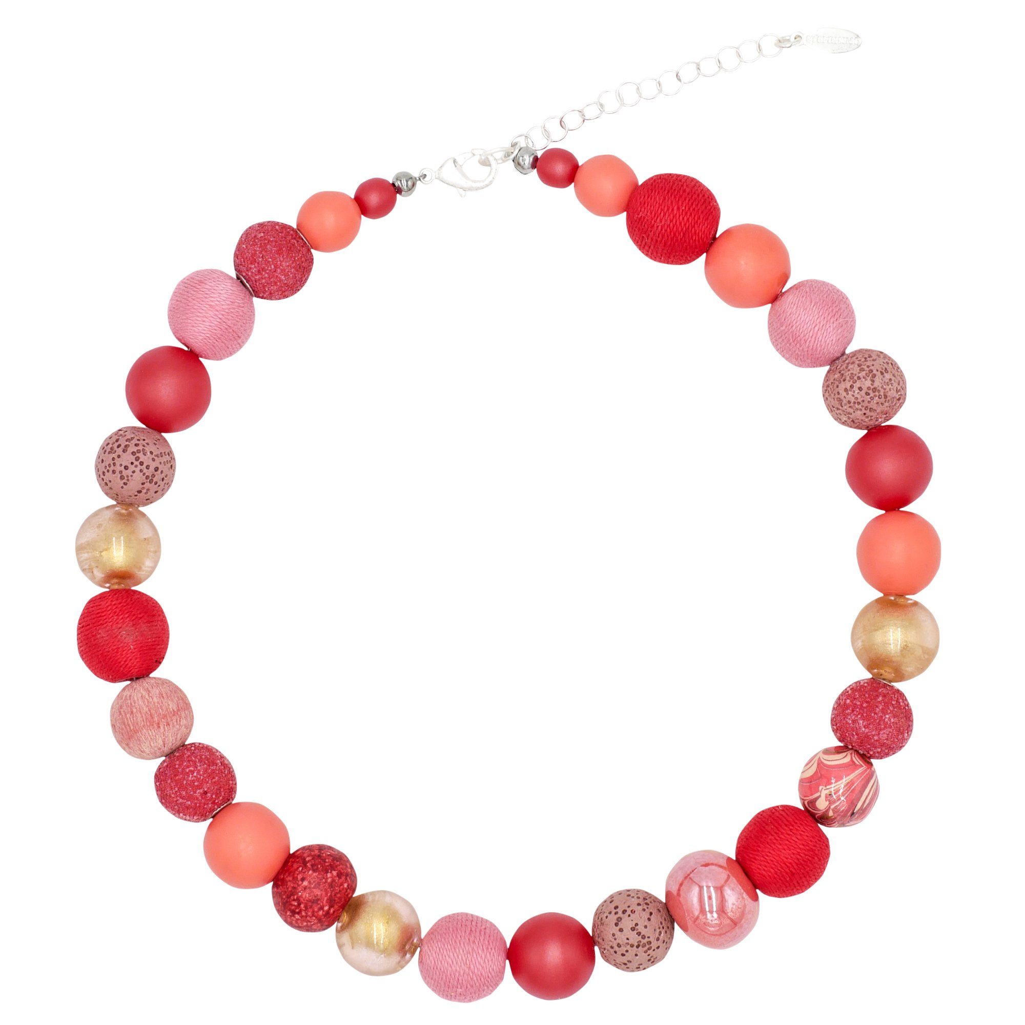 Damen Schmuck Feliss Perlenkette Red Range (inkl. Organza-Beutel), 45 cm lang, Halskette Damen, Made in Germany, mit Glas- und K