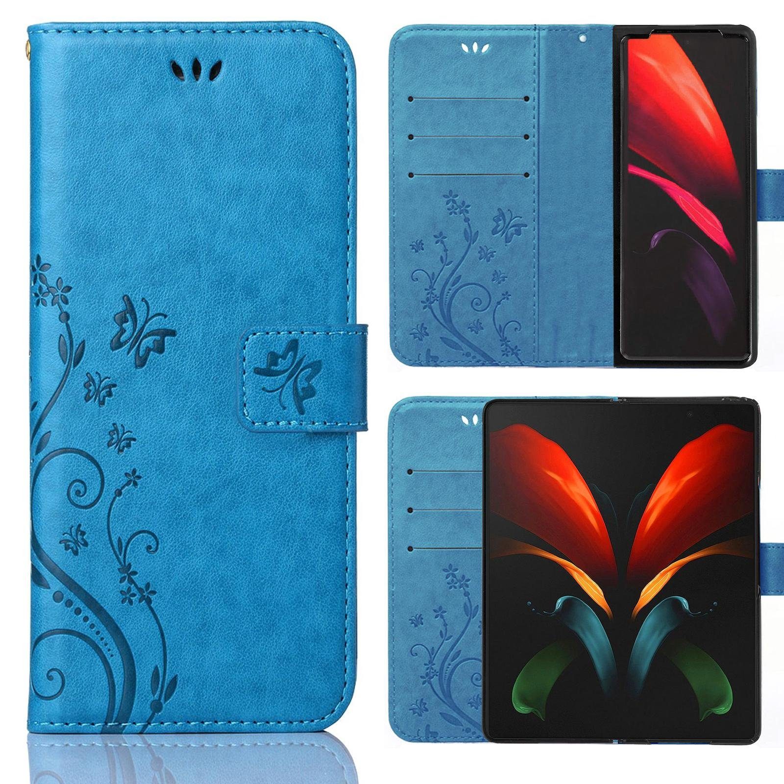 Numerva Handyhülle Bookstyle Flower für Samsung Galaxy Z Fold 4, Handy Tasche Schutzhülle Klapphülle Flip Cover mit Blumenmuster