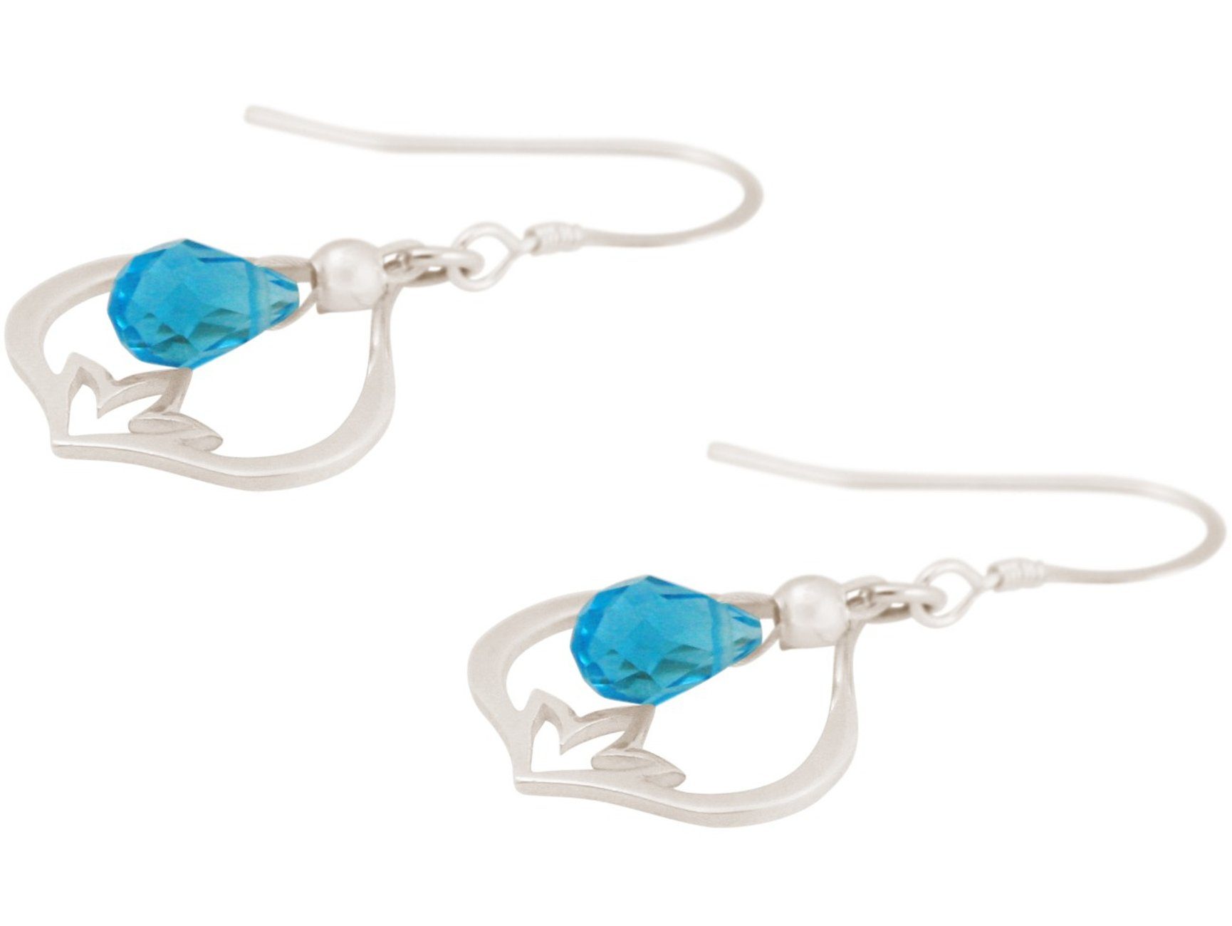Damen Schmuck Gemshine Paar Ohrhänger Lotusblume und Blautopas Quarz Tropfen, Made in Spain