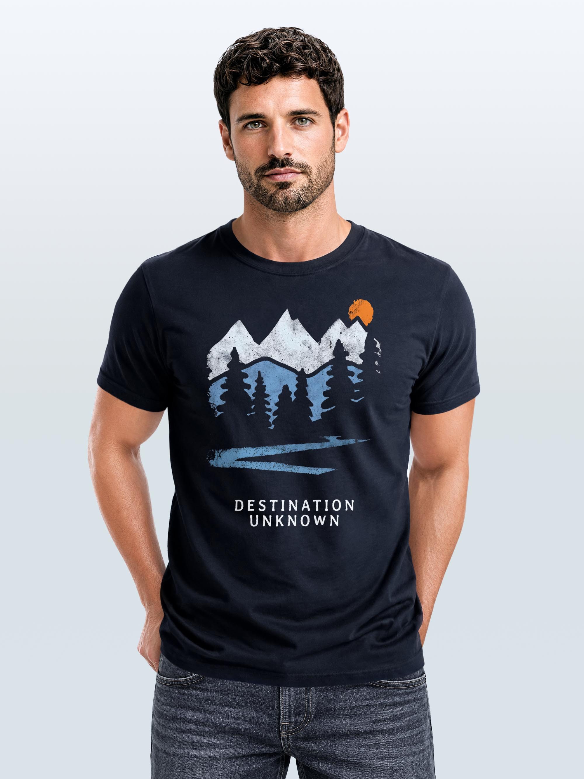 Neverless Print-Shirt Herren T-Shirt Prinstshirt Berge Wandern Adventure Outdoor mit Print