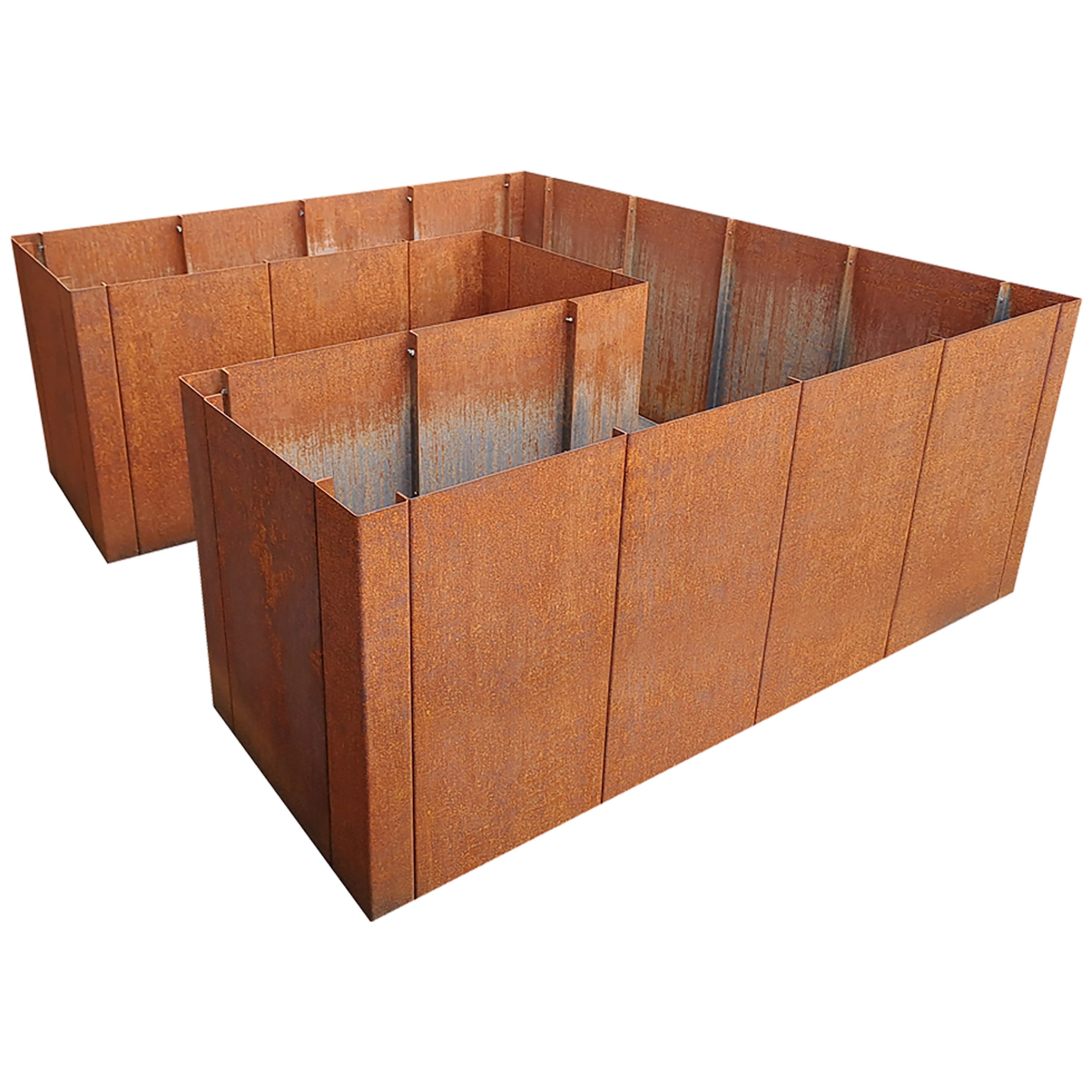EdelrostPassion Hochbeet, U-Form, Edelrost, Metall 3mm, 200x200, 180x180, Höhe:60,80 & 100cm