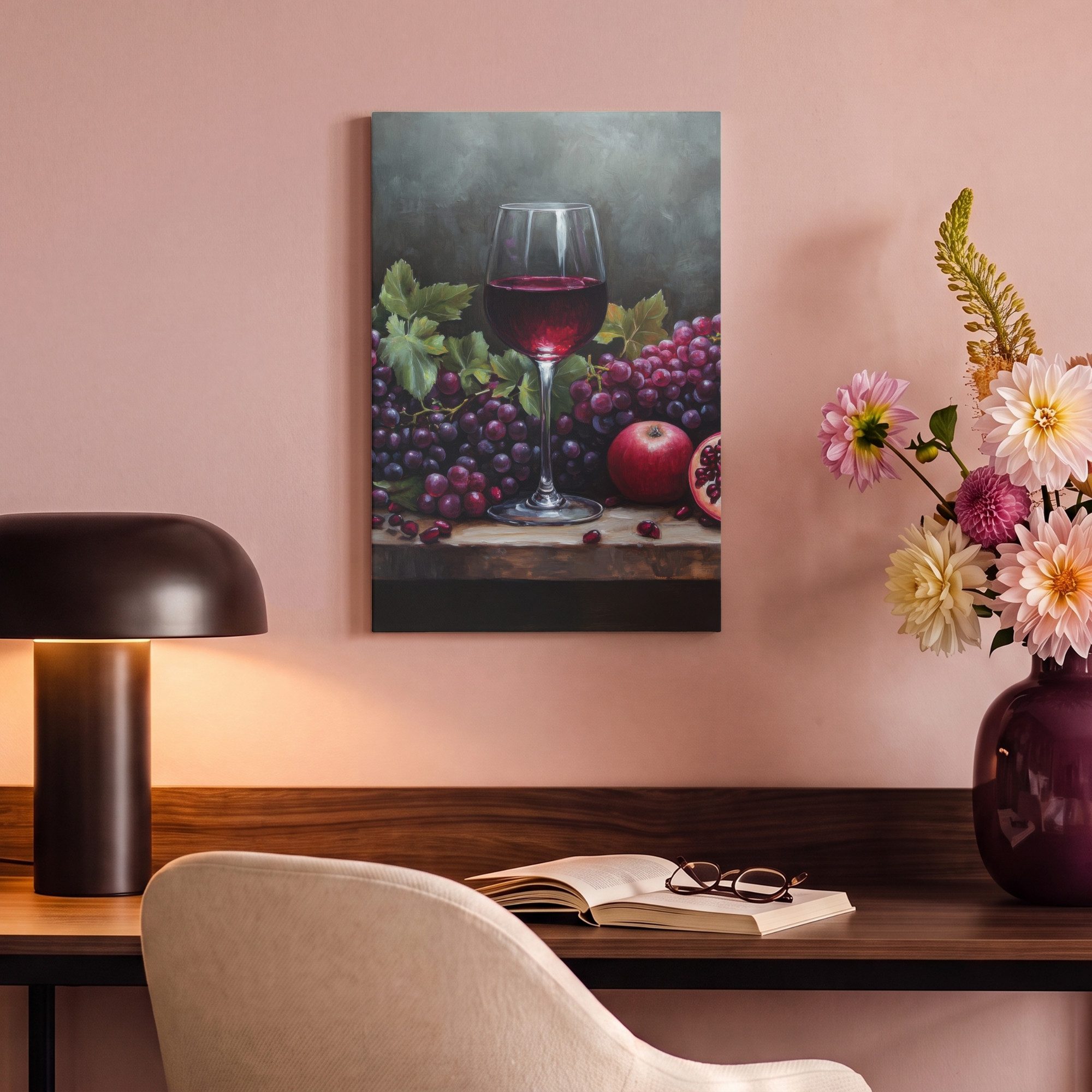 OneMillionCanvasses® Leinwandbild Wein - Obst - Stilleben, Fotodruck (1 St), Wandbild, Deko Schlafzimmer Wohnzimmer Flur 20x20 cm – Bild 4 von 5