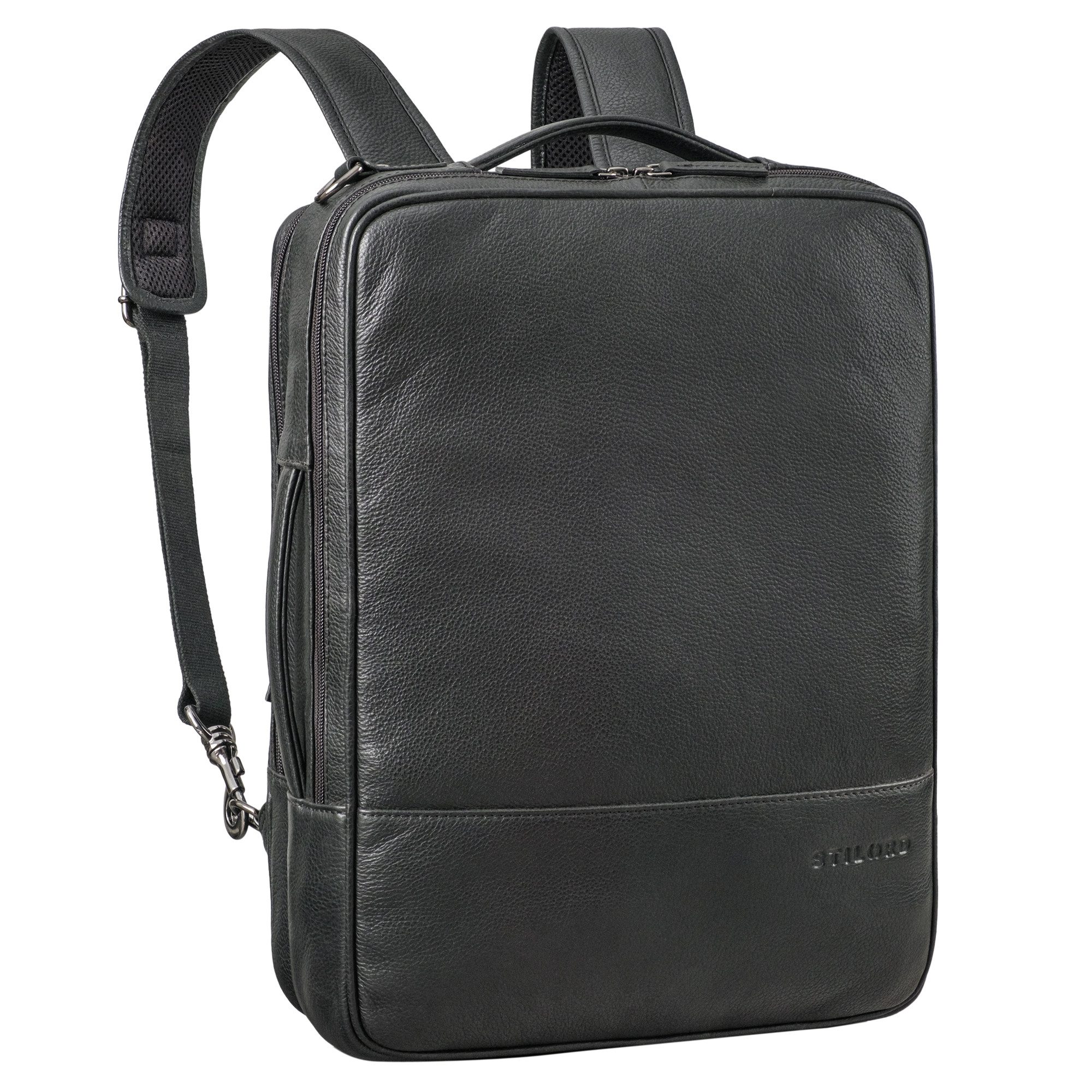 STILORD Notebookrucksack "Dash" Praktischer 2 in 1 Rucksack Leder XL Aktentasche 15 - 16 Unisex