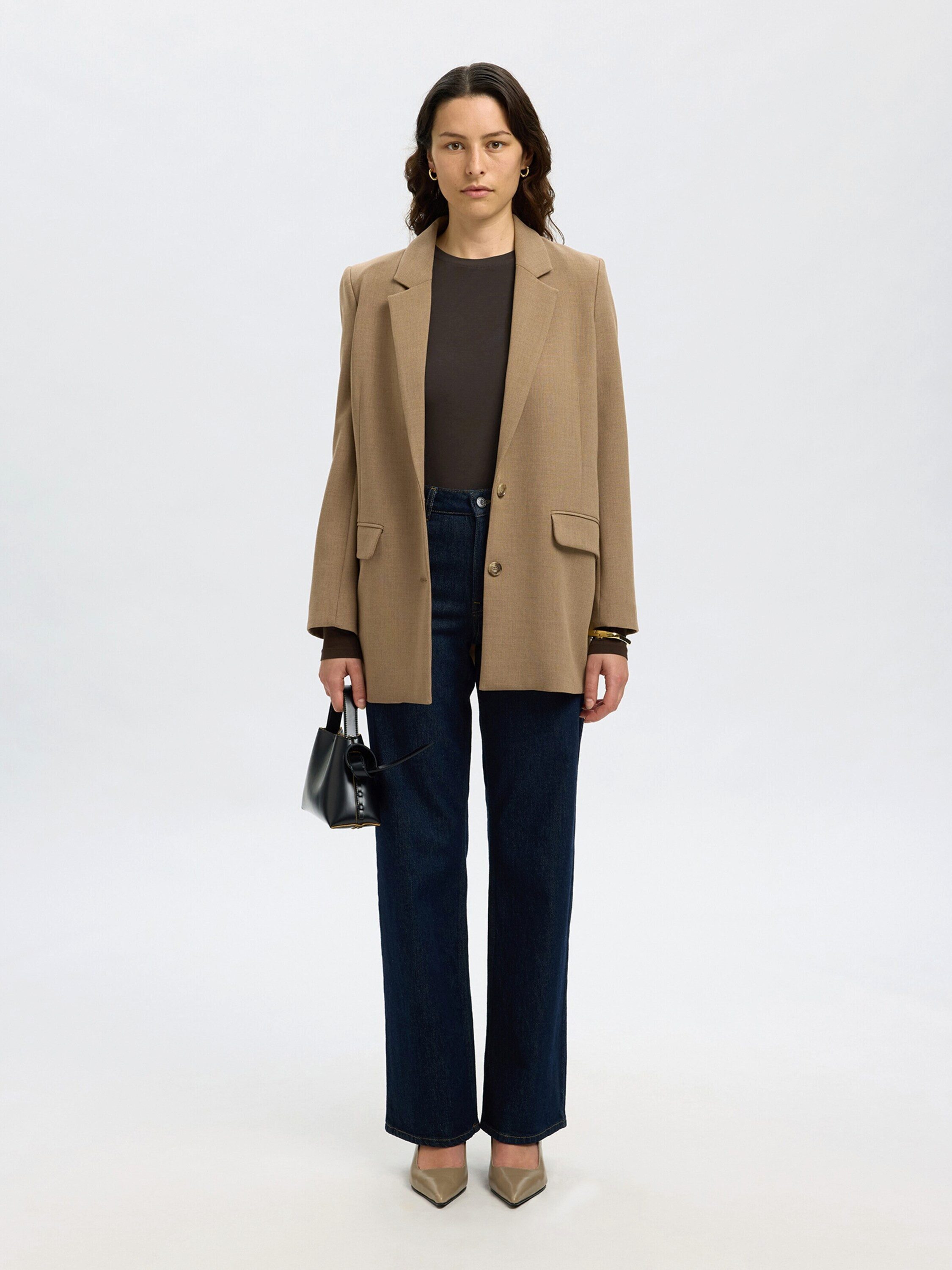 Selected Langarmshirt SLFMANJA (1-tlg) Plain/ohne Details