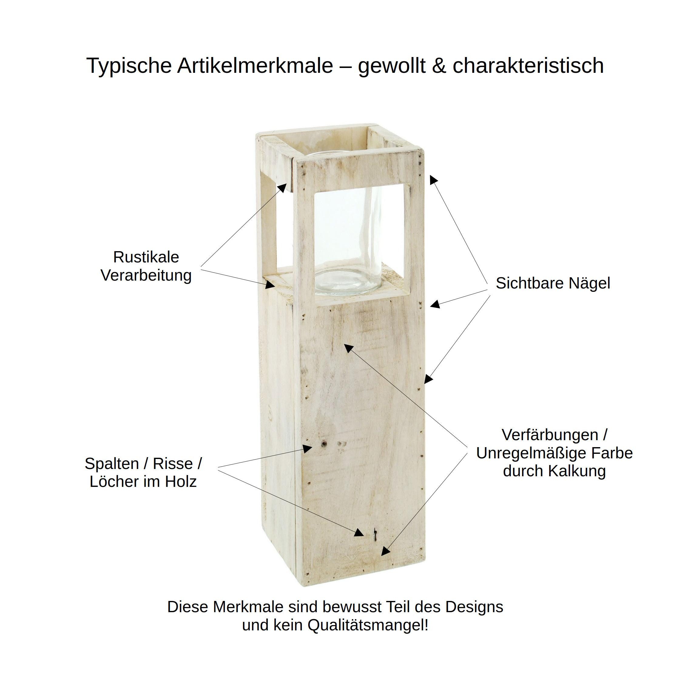 Dekoleidenschaft Bodenwindlicht Windlichtsäule "Shabby-Charme" aus Holz günstig online kaufen