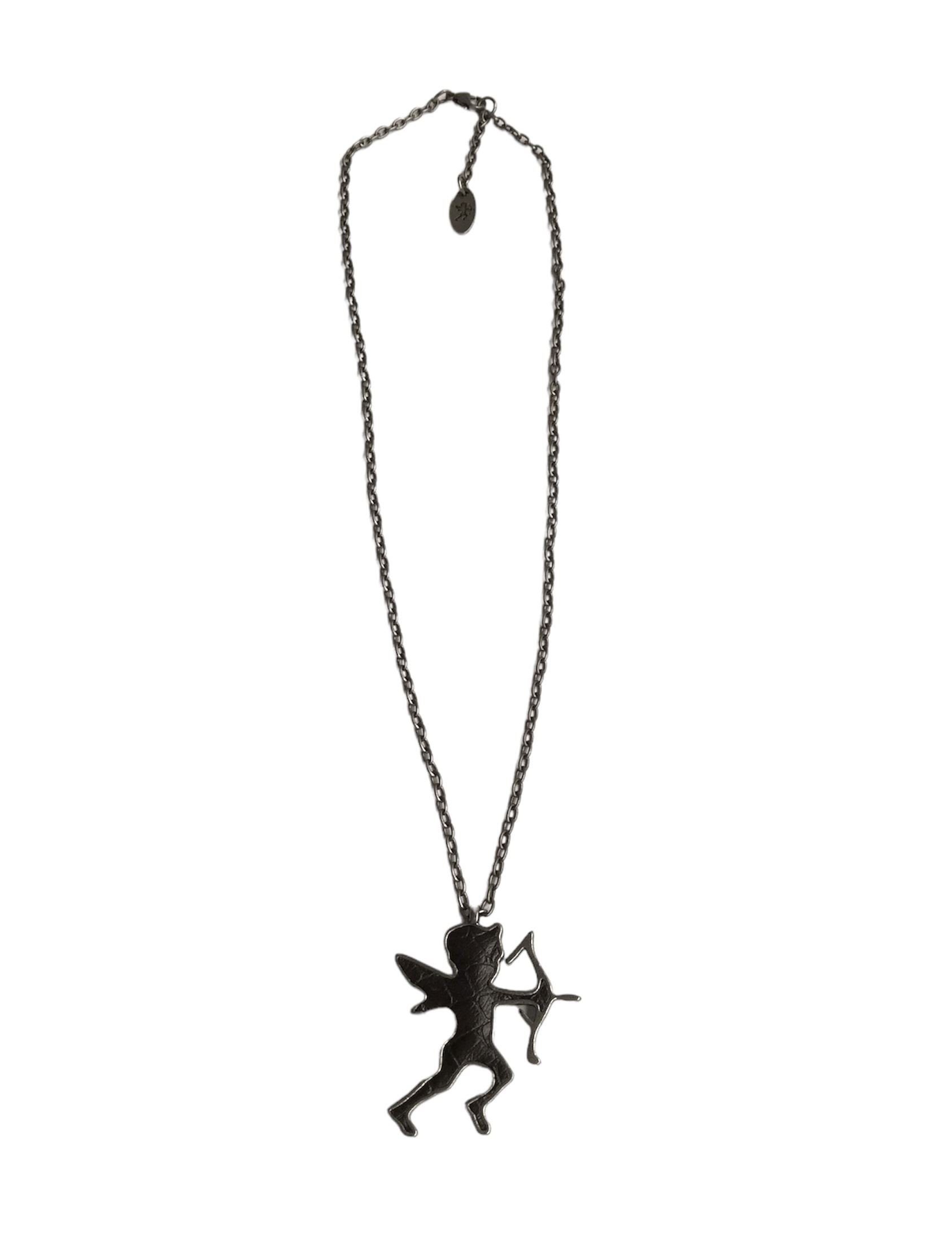 edc by Esprit Collier ECNL-10009.A.50, Anhängerinlay mit Lederbesatz, altsilber-look